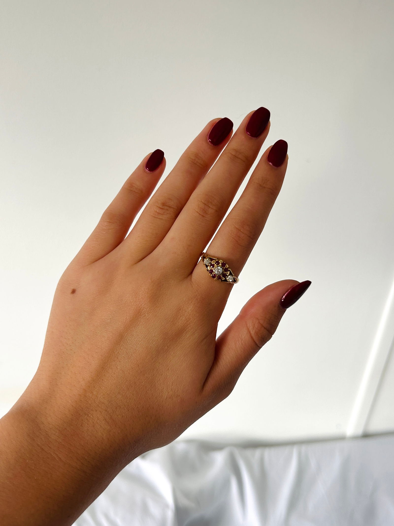 Ruby and Diamond 18ct Yellow Gold Cluster Ring - 9