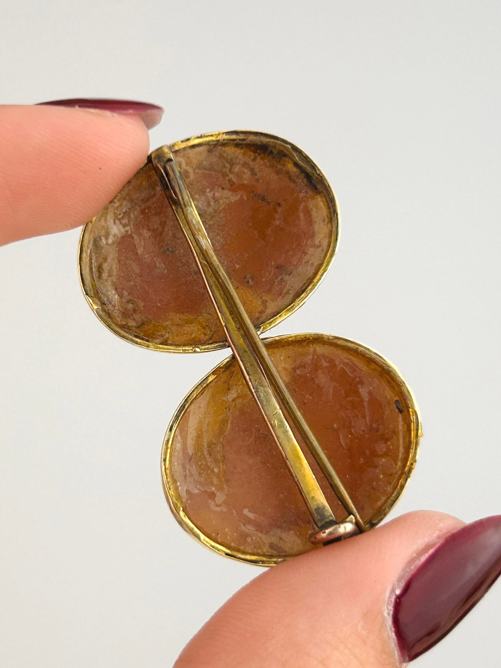 Antique Gold Double Cameo Brooch - 6