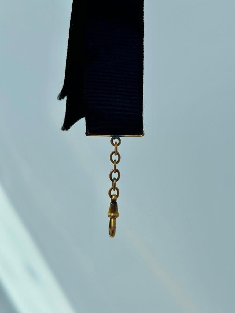 Antique 9ct Gold and Grosgrain Medal Holder, Dog Clip, Large Bolt Ring Chain Extender - 2