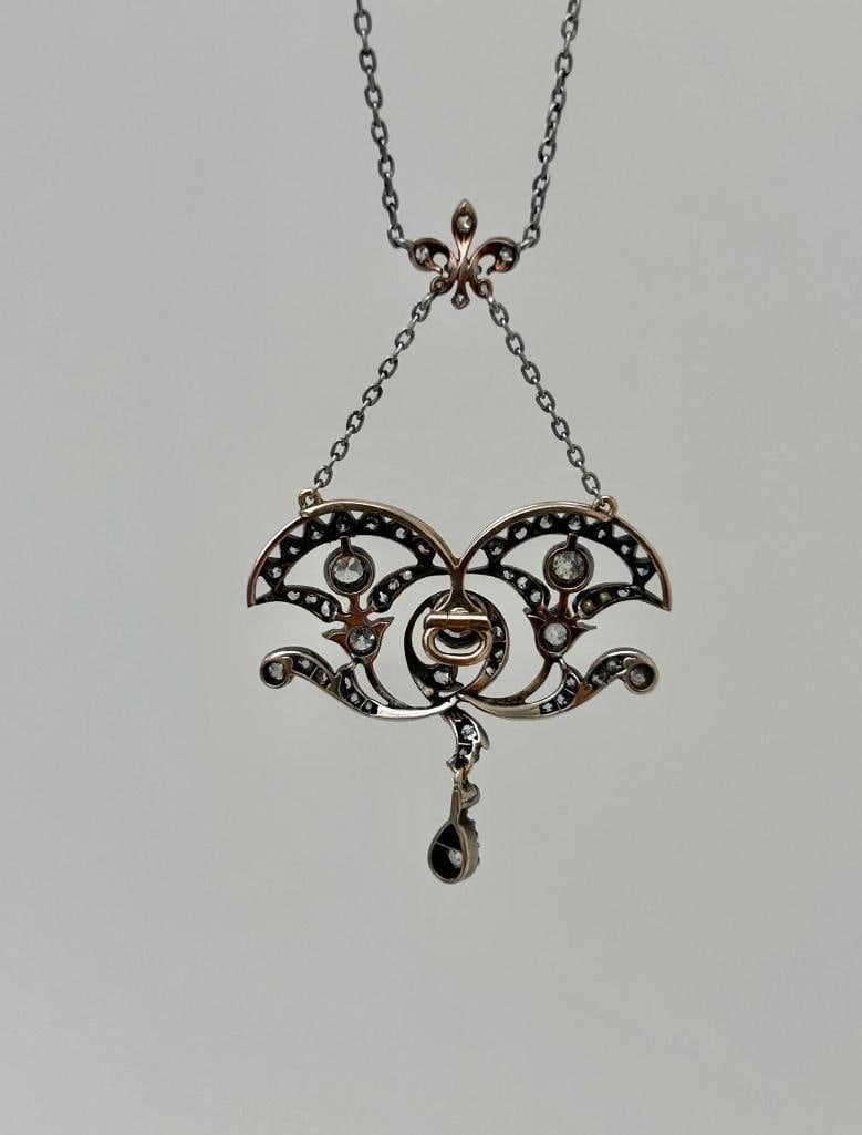 Antique Diamond Belle Epoque Platinum Necklace - 3