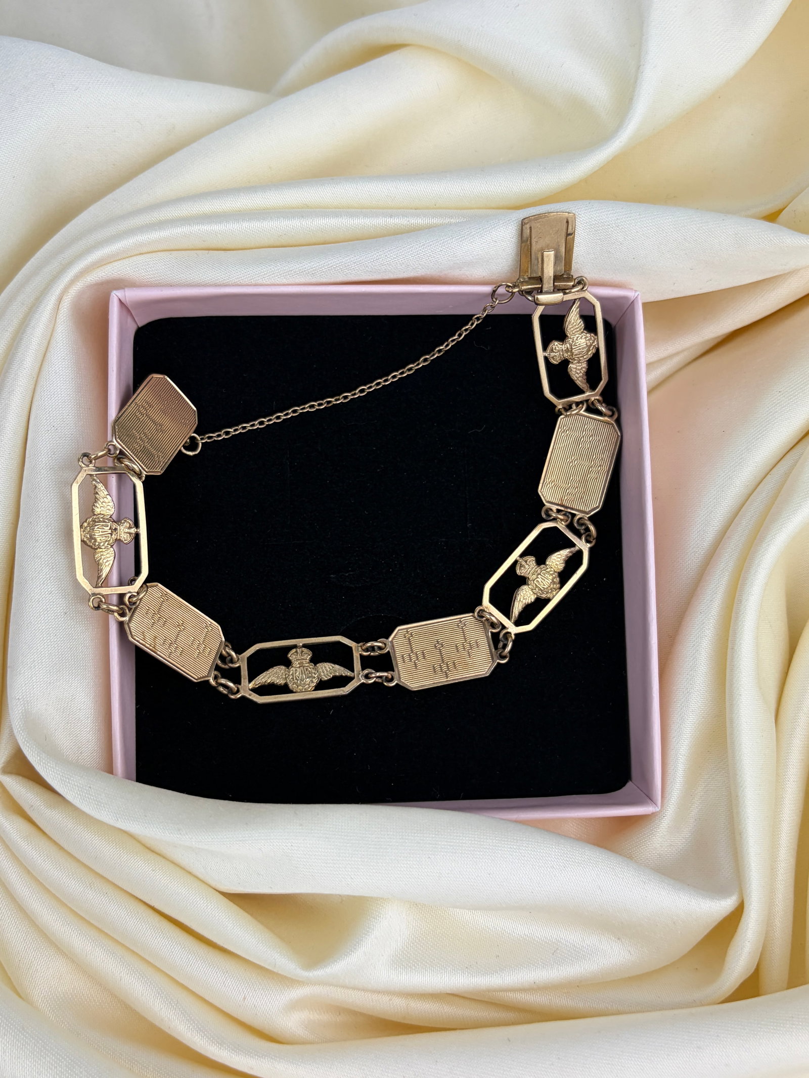 Vintage 9 Carat Yellow Gold 'RAF' Bracelet - 7