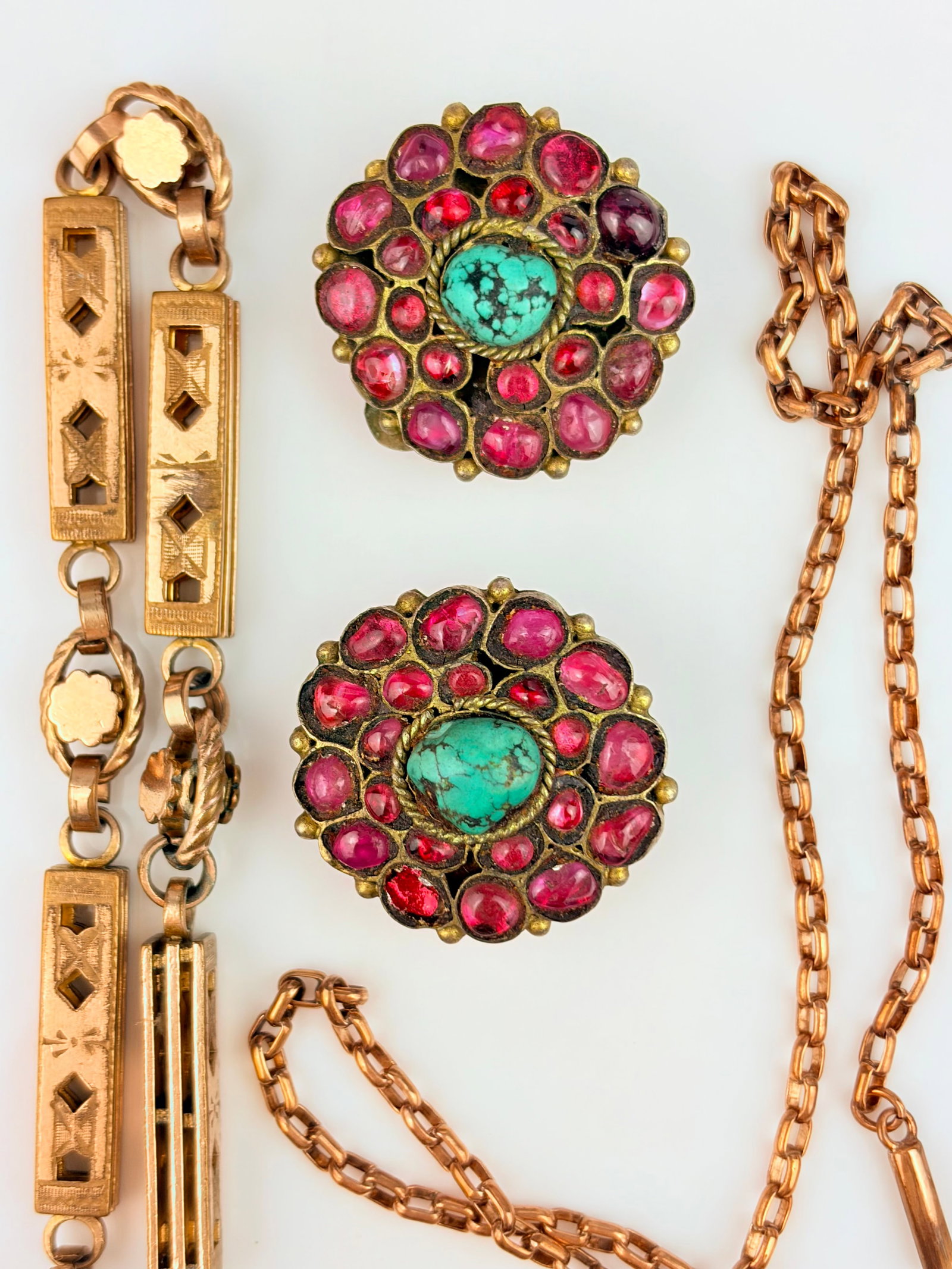 MIXED LOT CHAINS, CLIP EARRINGS, RING ETC - 2