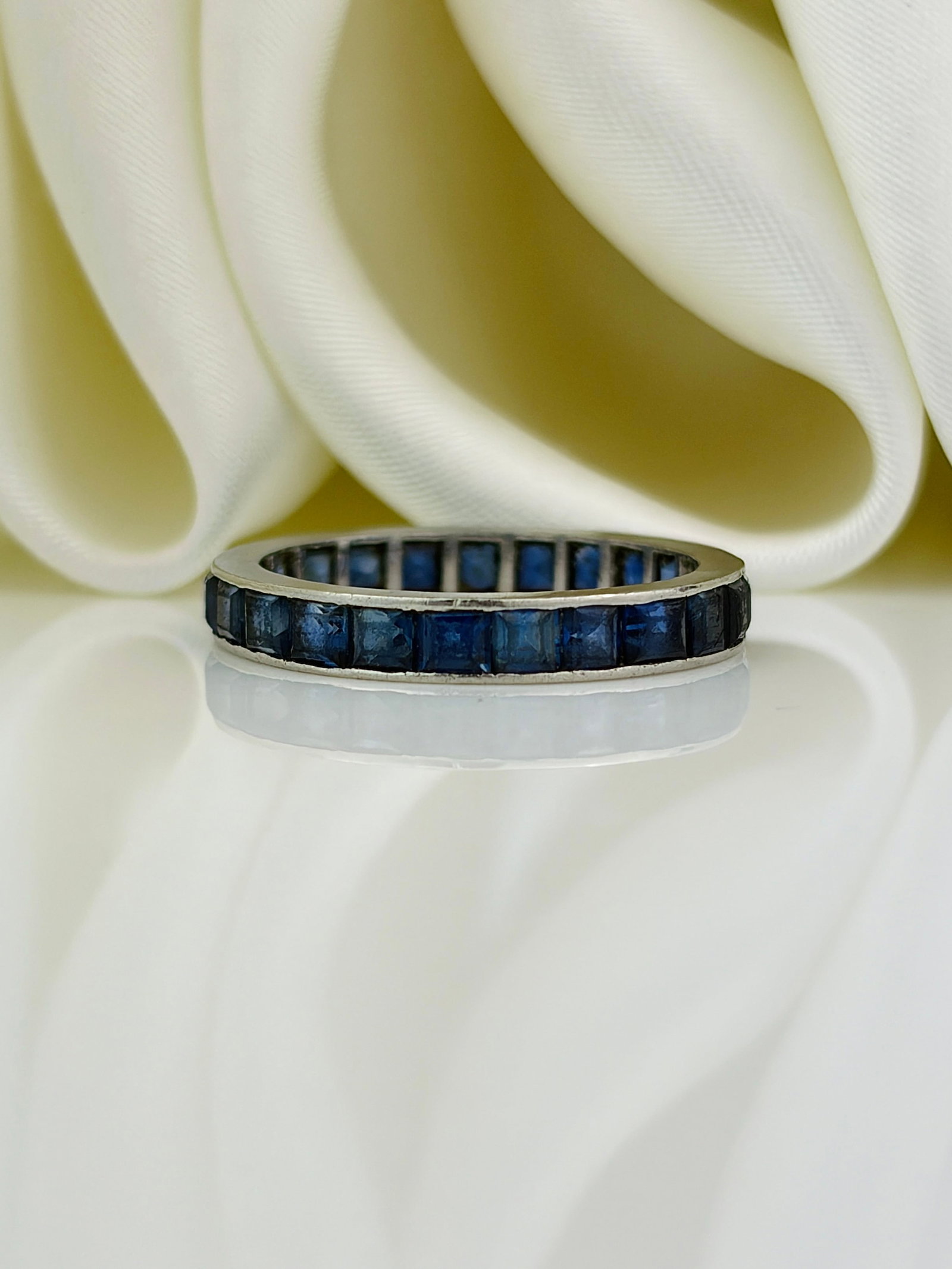 antique platinum sapphire full eternity band ring - 2