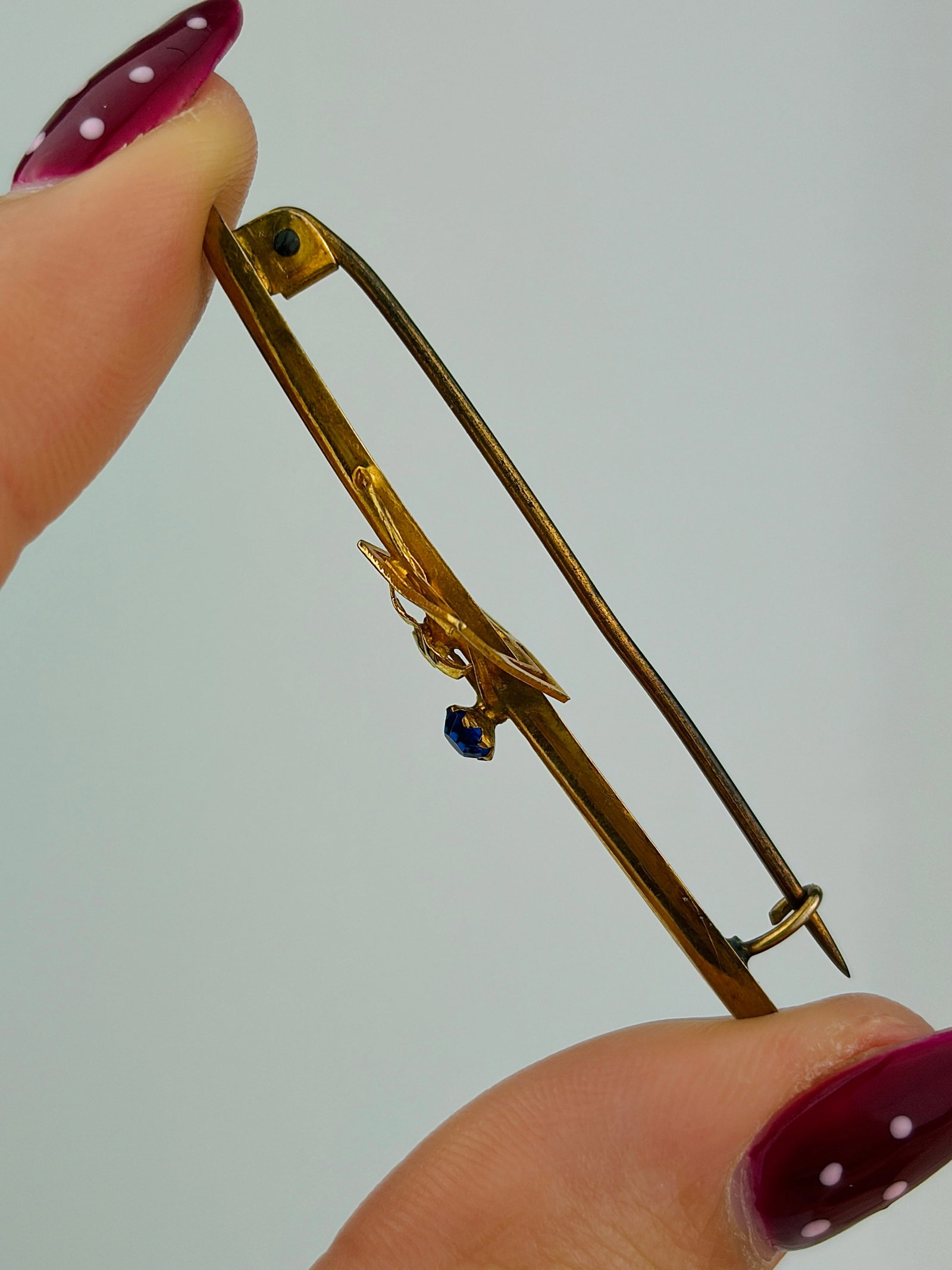 antique 9ct gold bar brooch - 2