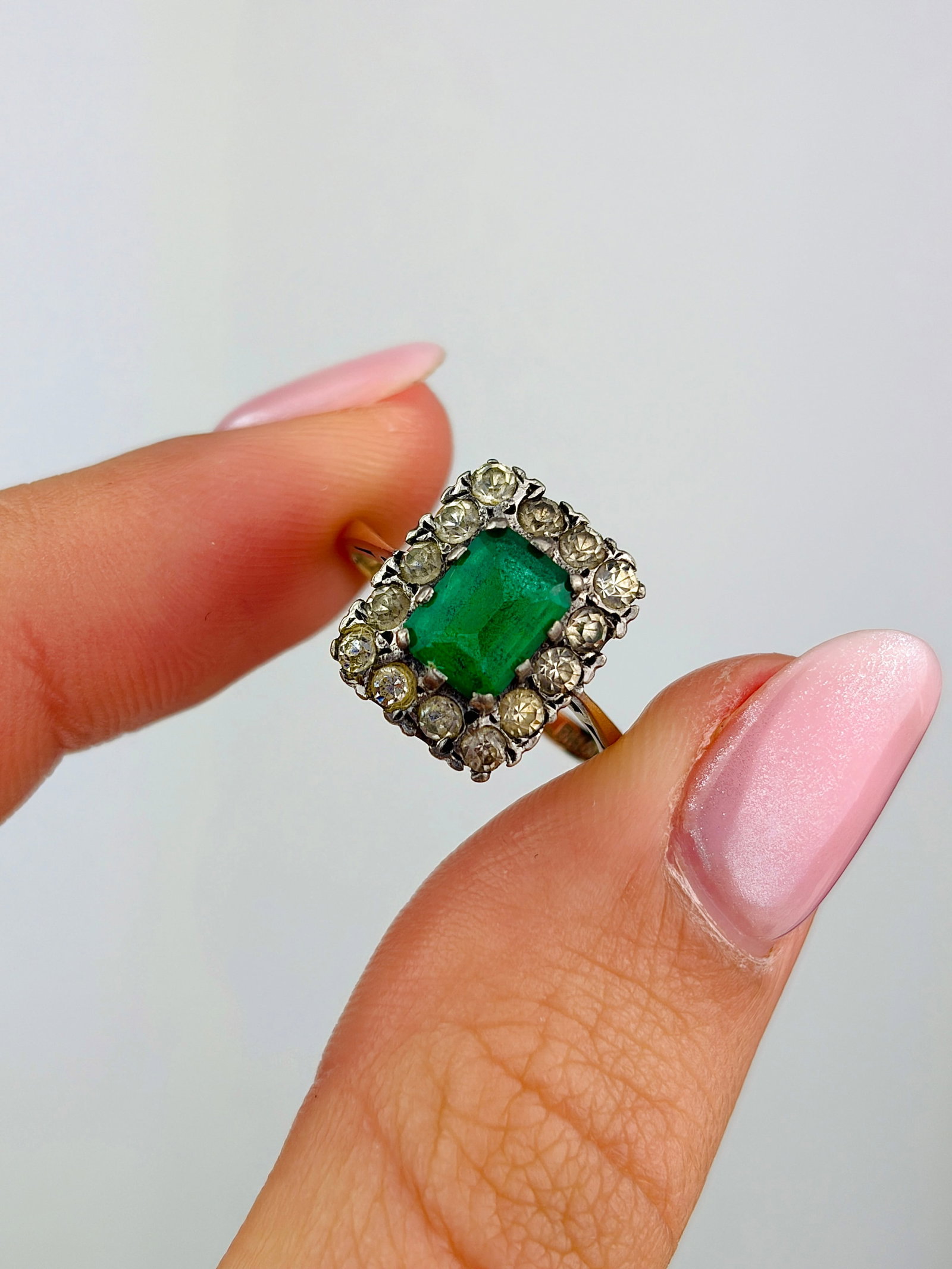 sweet 9ct gold and silver set cluster ring - 6