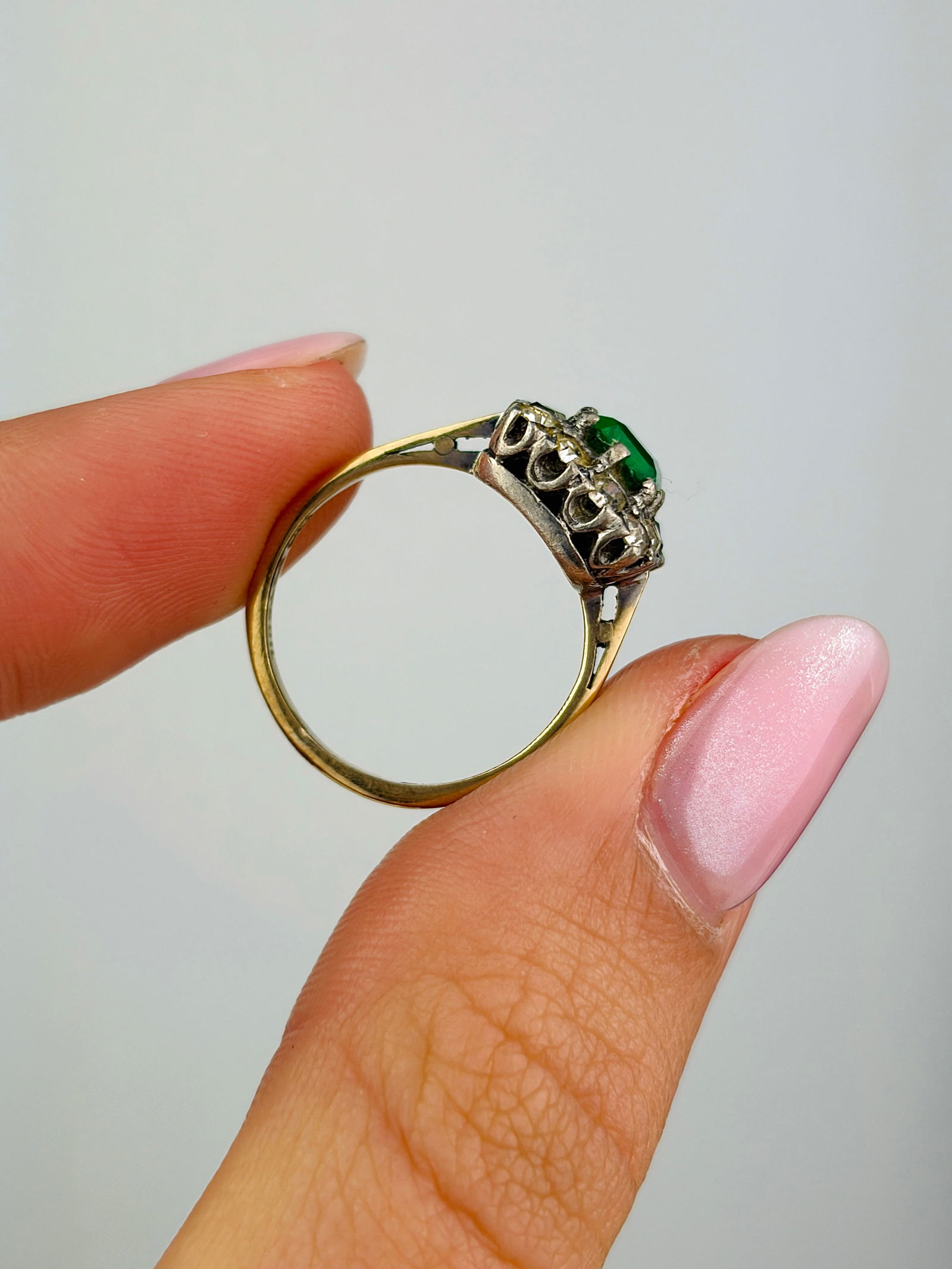 sweet 9ct gold and silver set cluster ring - 7