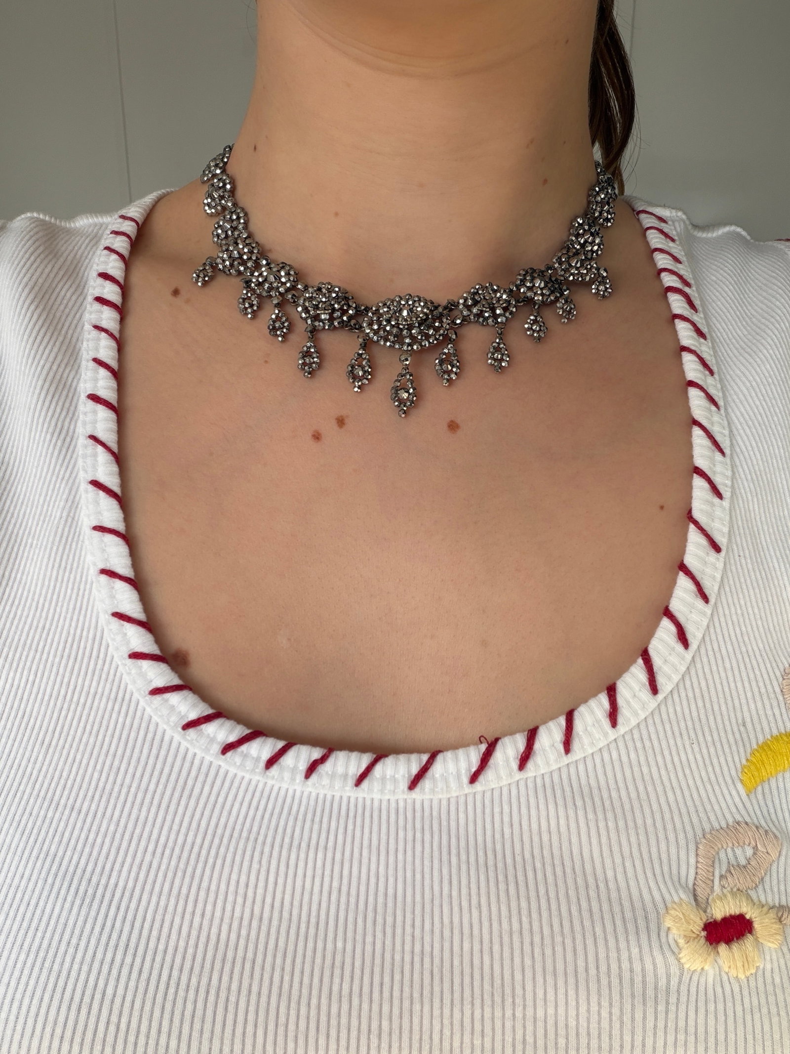 ANTIQUE GEORGIAN CUT STEEL NECKLACE - 8