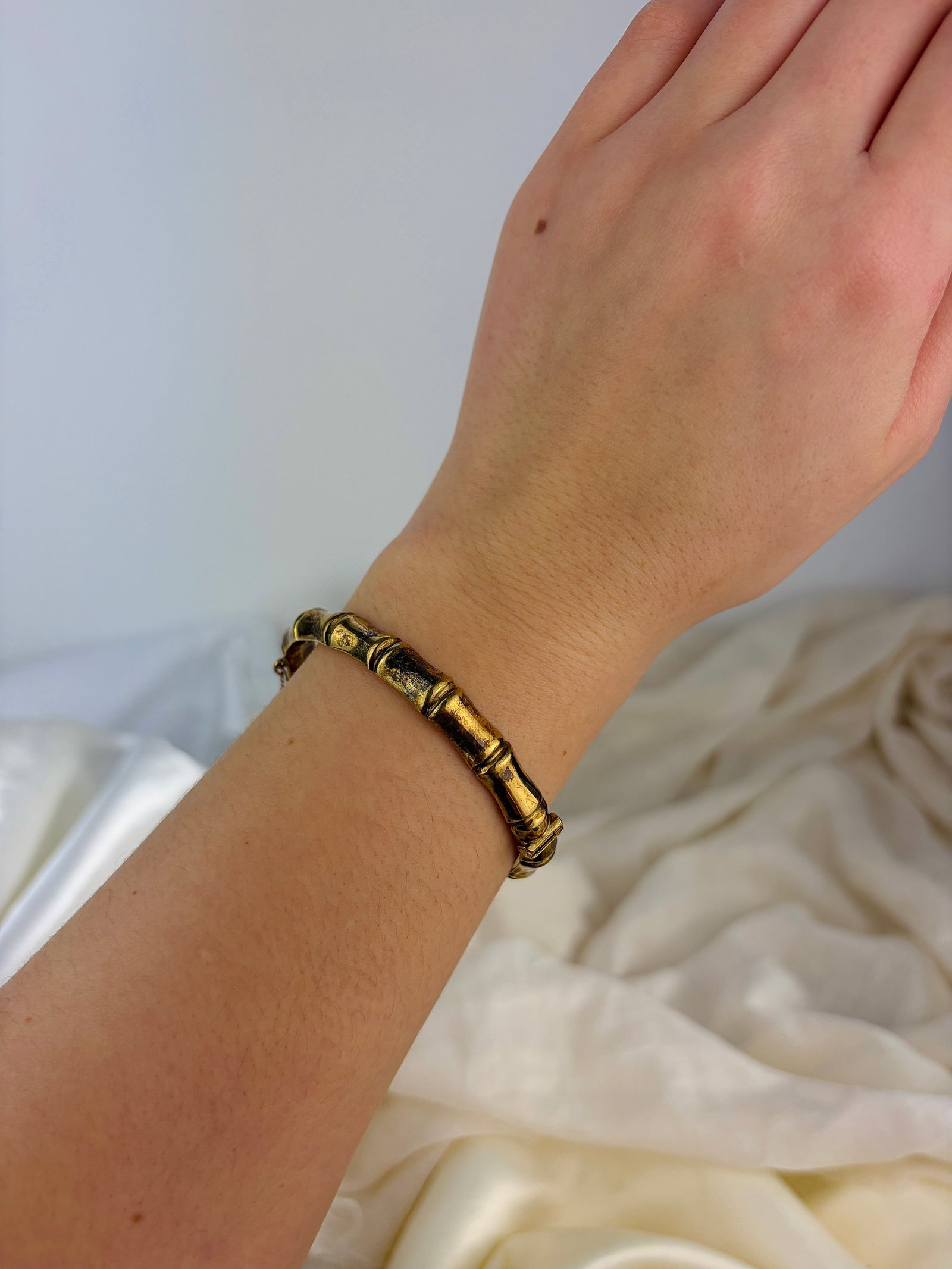 vintage 9ct rolled gold bamboo bangle bracelet - 5