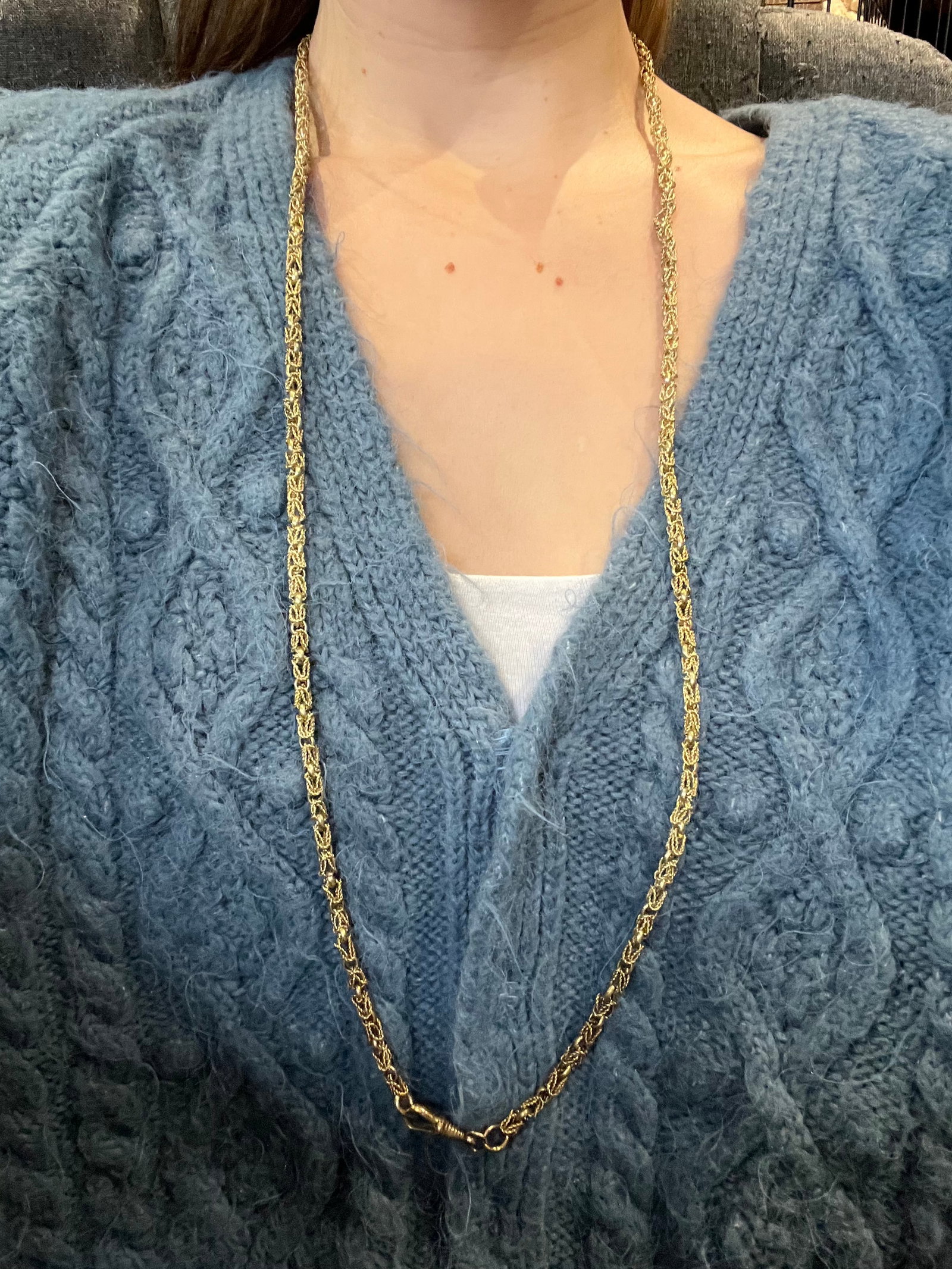 antique fancy link longguard necklace with oversized dogclip - 2