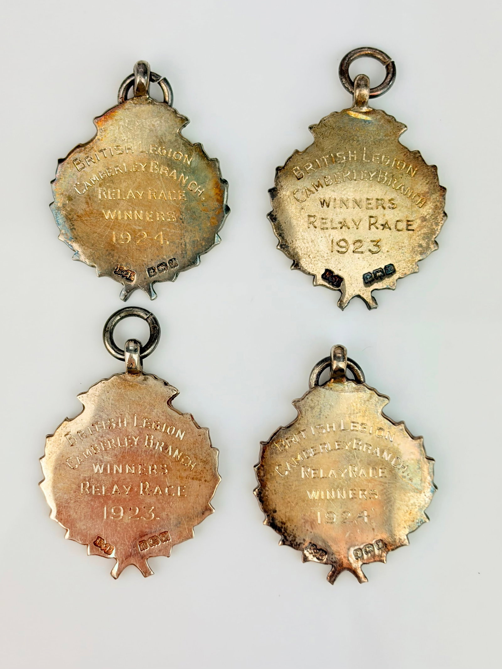 ANTIQUE SET OF 4 SILVER RUNNING MEDALS - 2