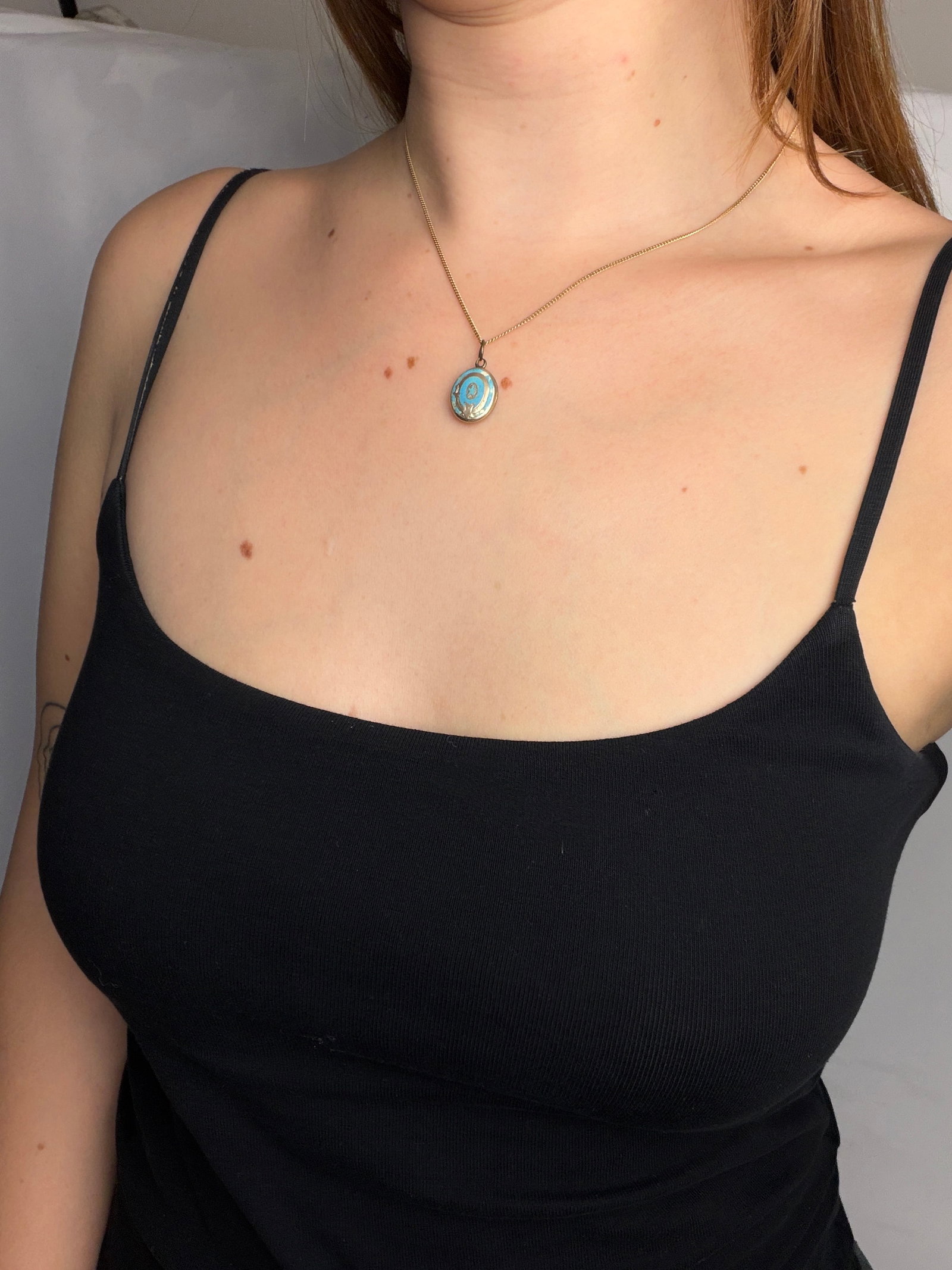 sweet blue enamel locket back pendant - 6