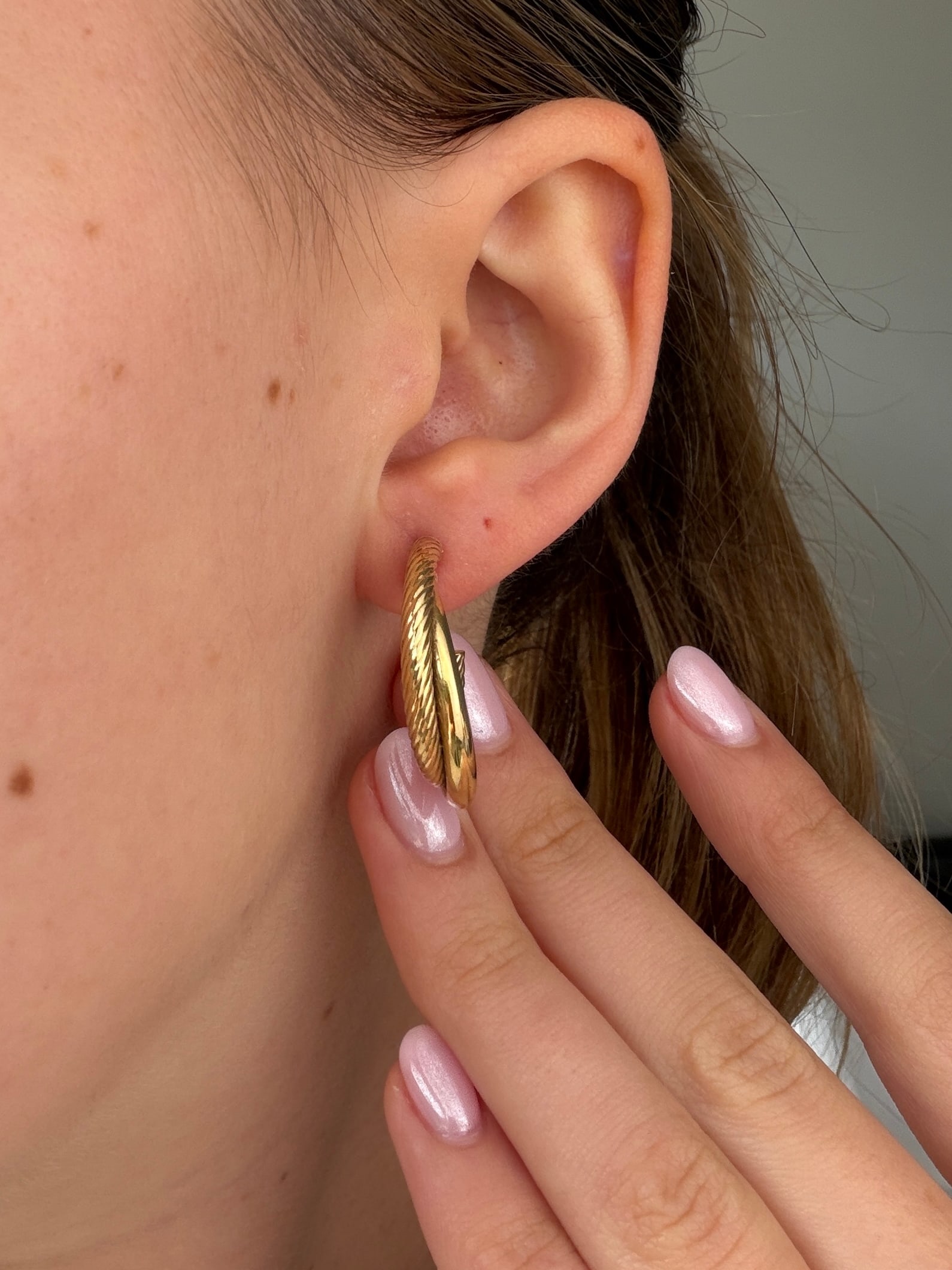 Vintage 9ct Yellow Gold Double Hoop Earrings - 9