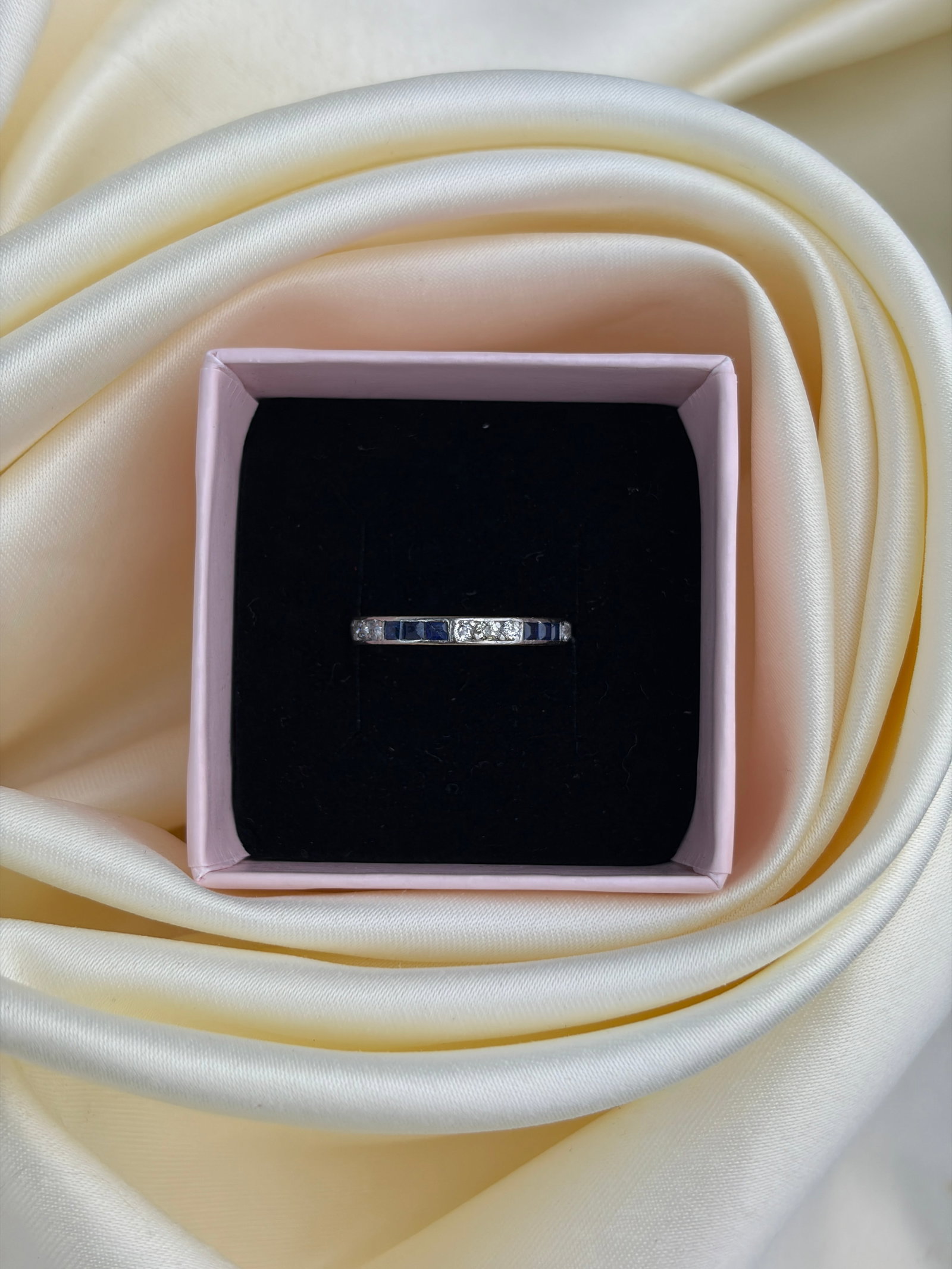 antique platinum sapphire and diamond full eternity band ring - 6