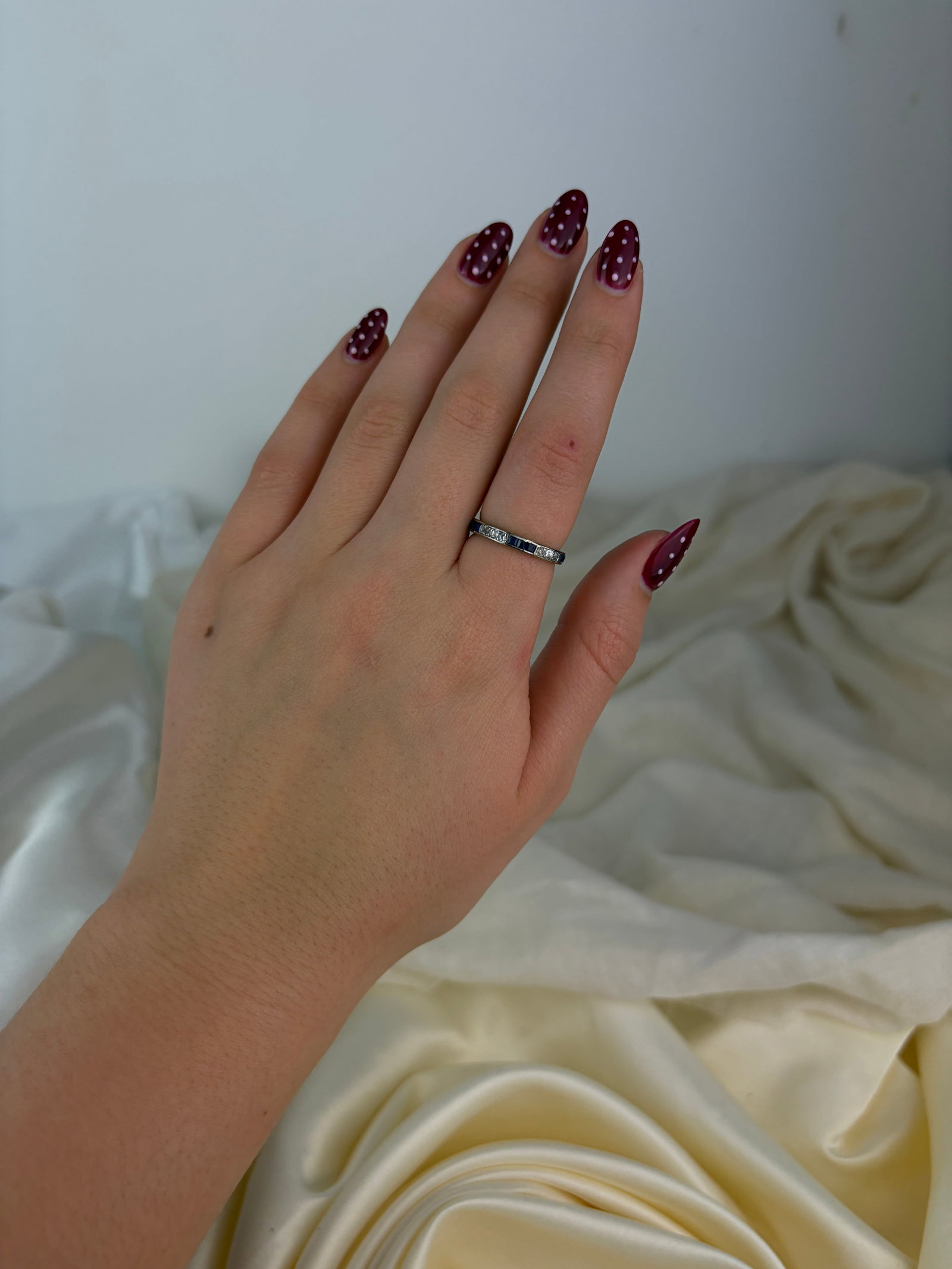 antique platinum sapphire and diamond full eternity band ring - 7