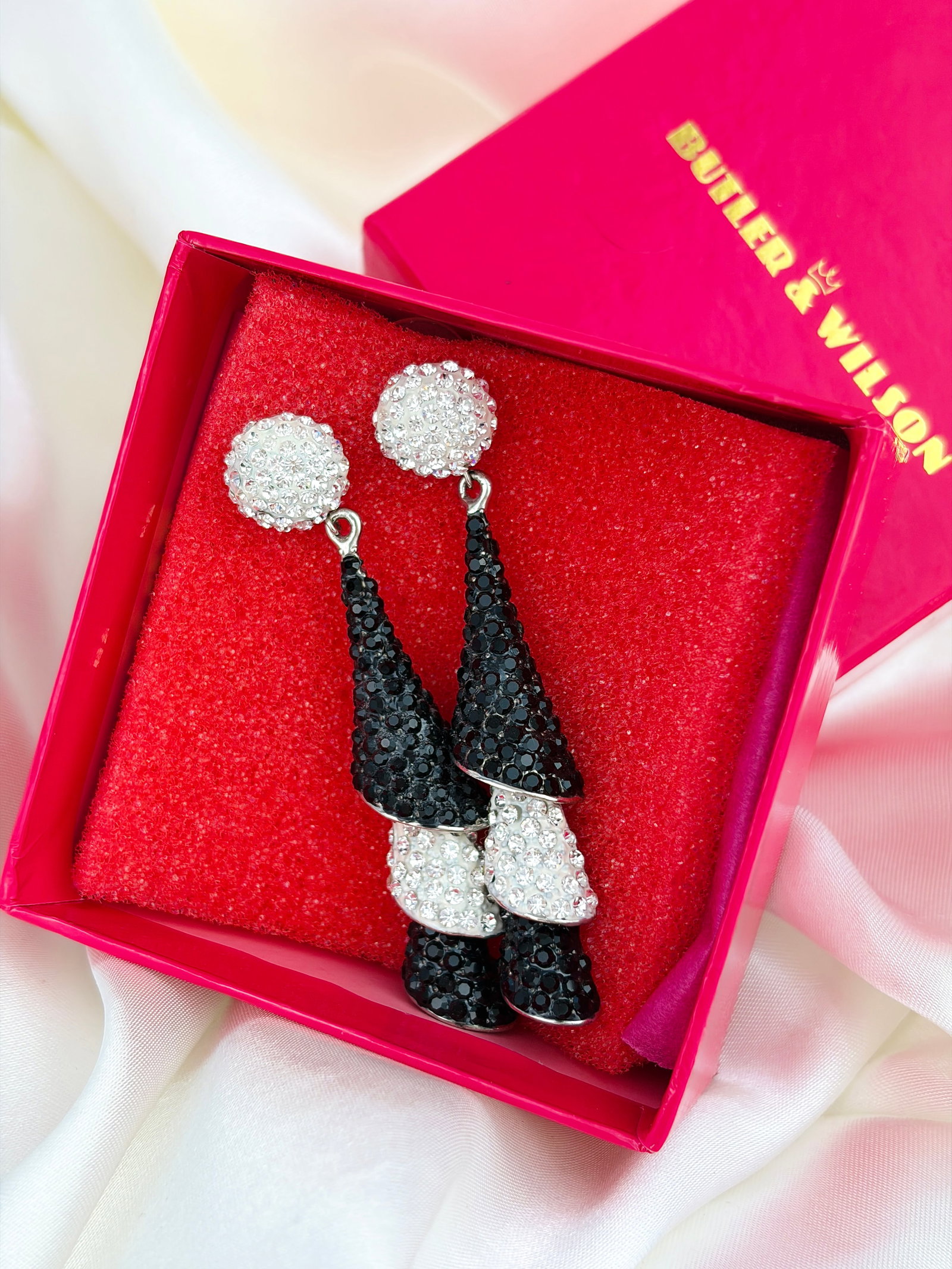 BUTLER & WILSON CRYSTAL THREE TIES CONE DROP EARRINGS - 2