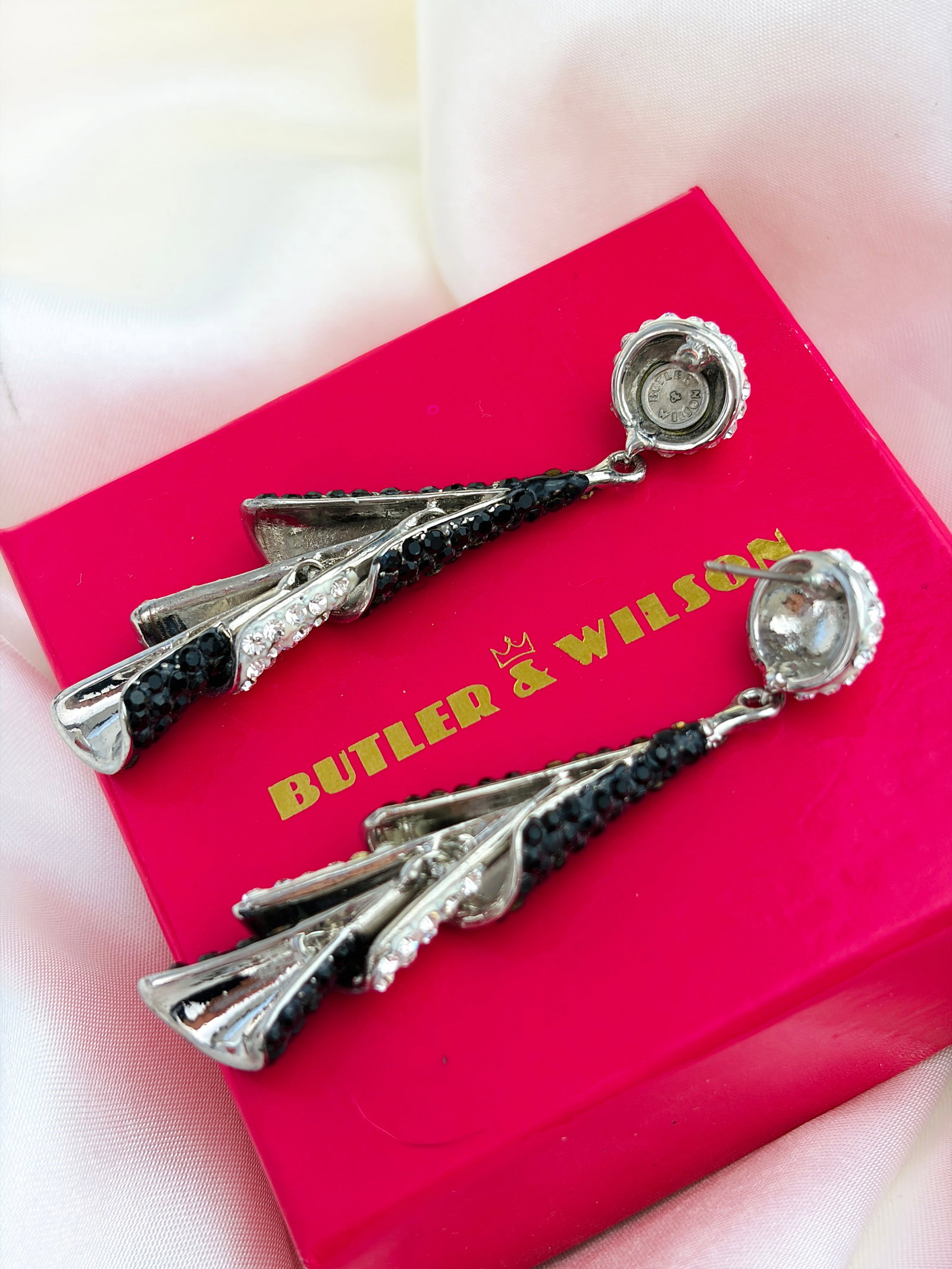 BUTLER & WILSON CRYSTAL THREE TIES CONE DROP EARRINGS - 4
