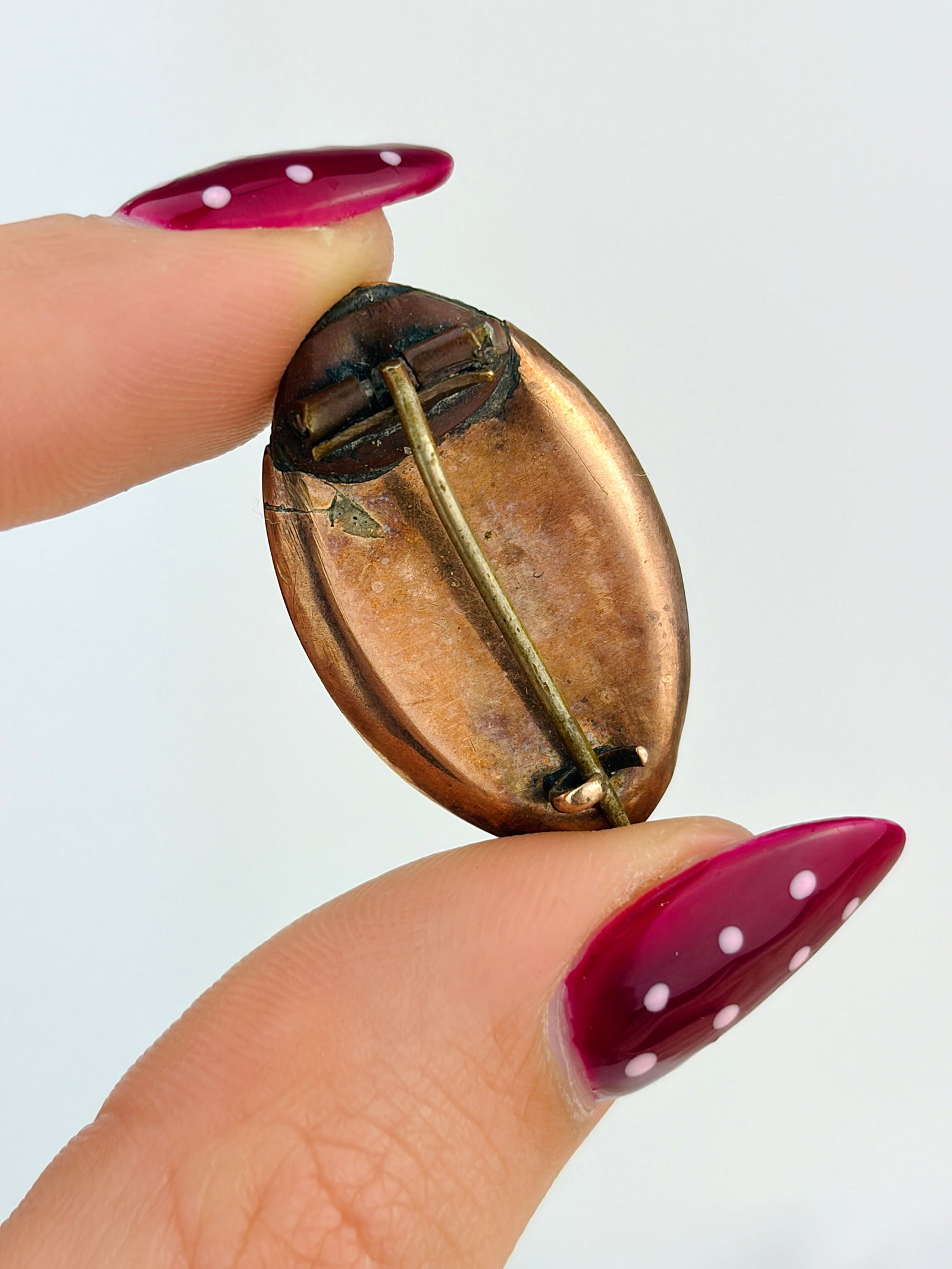 antique gold memorial hair and pearl navette shape brooch - 3