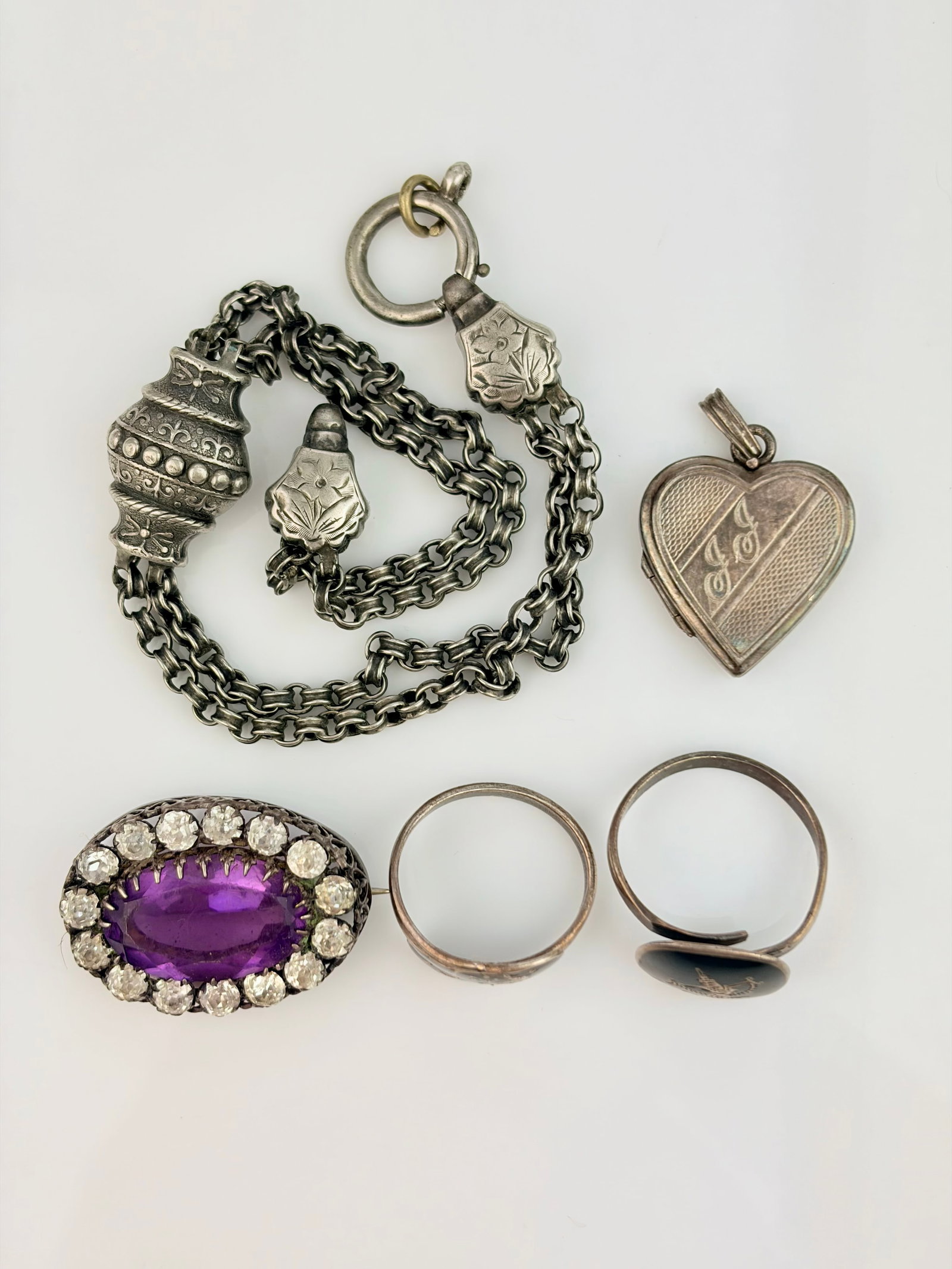 MIXED LOT - SILVER RINGS, ALBERTINA ETC (1 of 5)