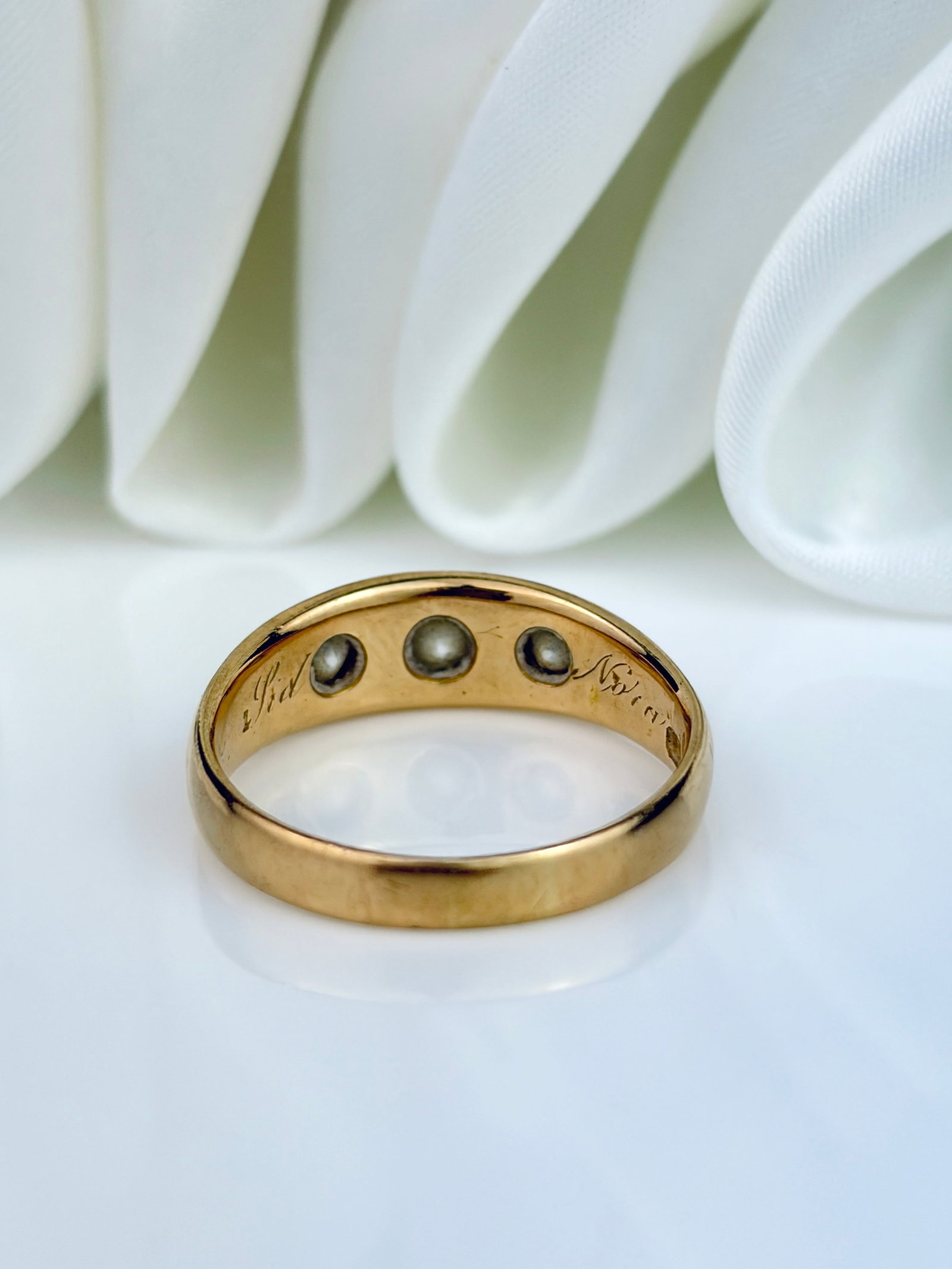 ANTIQUE C.1897 18CT YELLOW GOLD DIAMOND 3 STONE STAR RING - 3