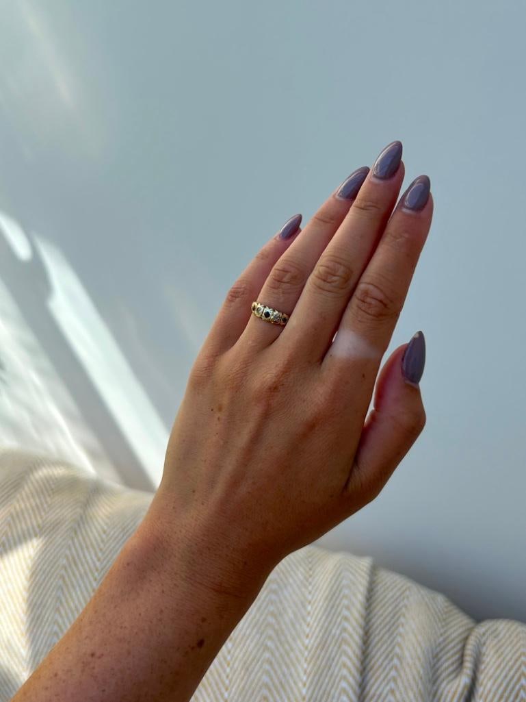 Sweet Gold Ruby and Diamond 5 Stone Ring - 2