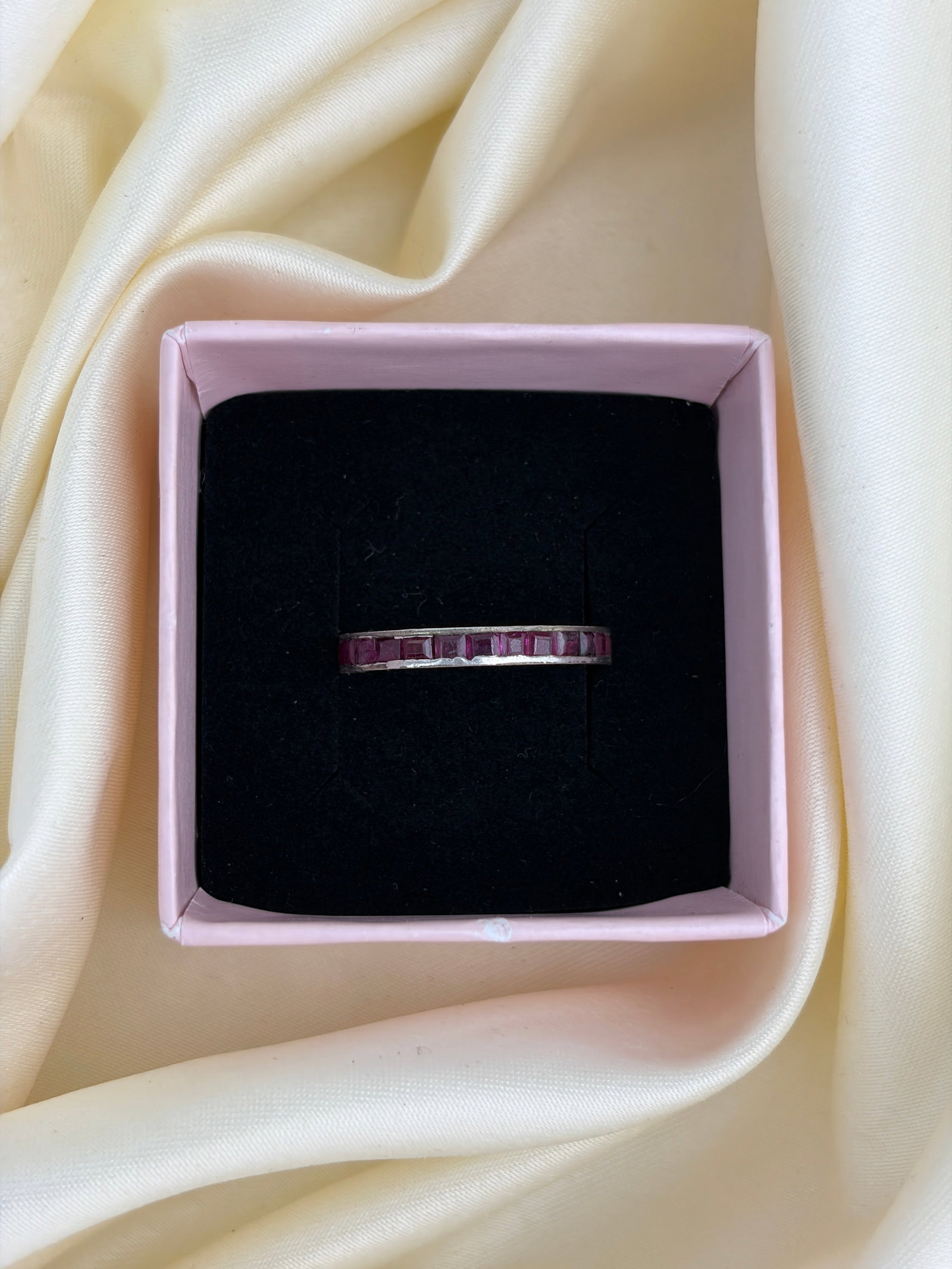 Vintage Ruby and Platinum Eternity Band - 5