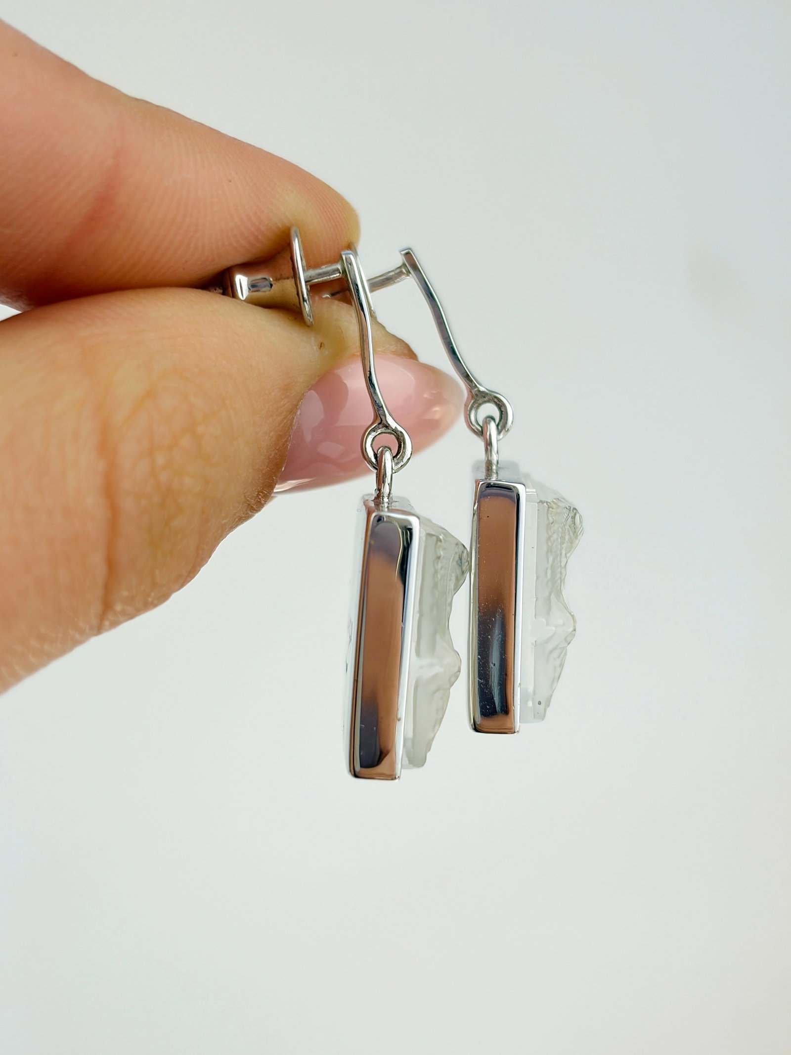 LALIQUE STERLING SILVER ARETHUSE MASQUE DE FEMME EARRINGS IN BOX - 5