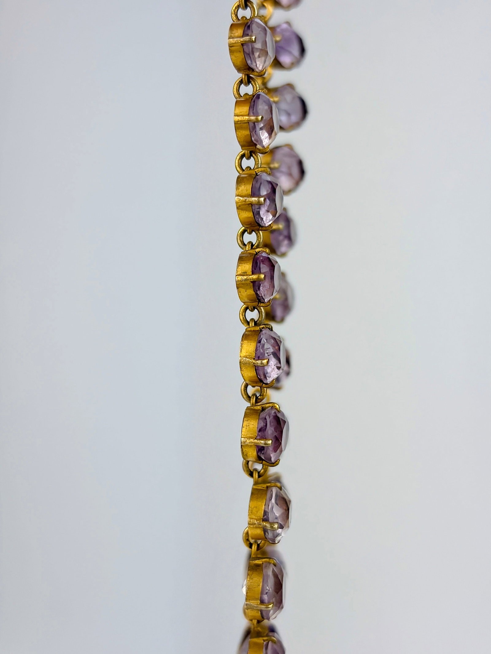 WONDERFUL 1/20TH 14CT GOLD PALE AMETHYST RIVIERE NECKLACE - 2