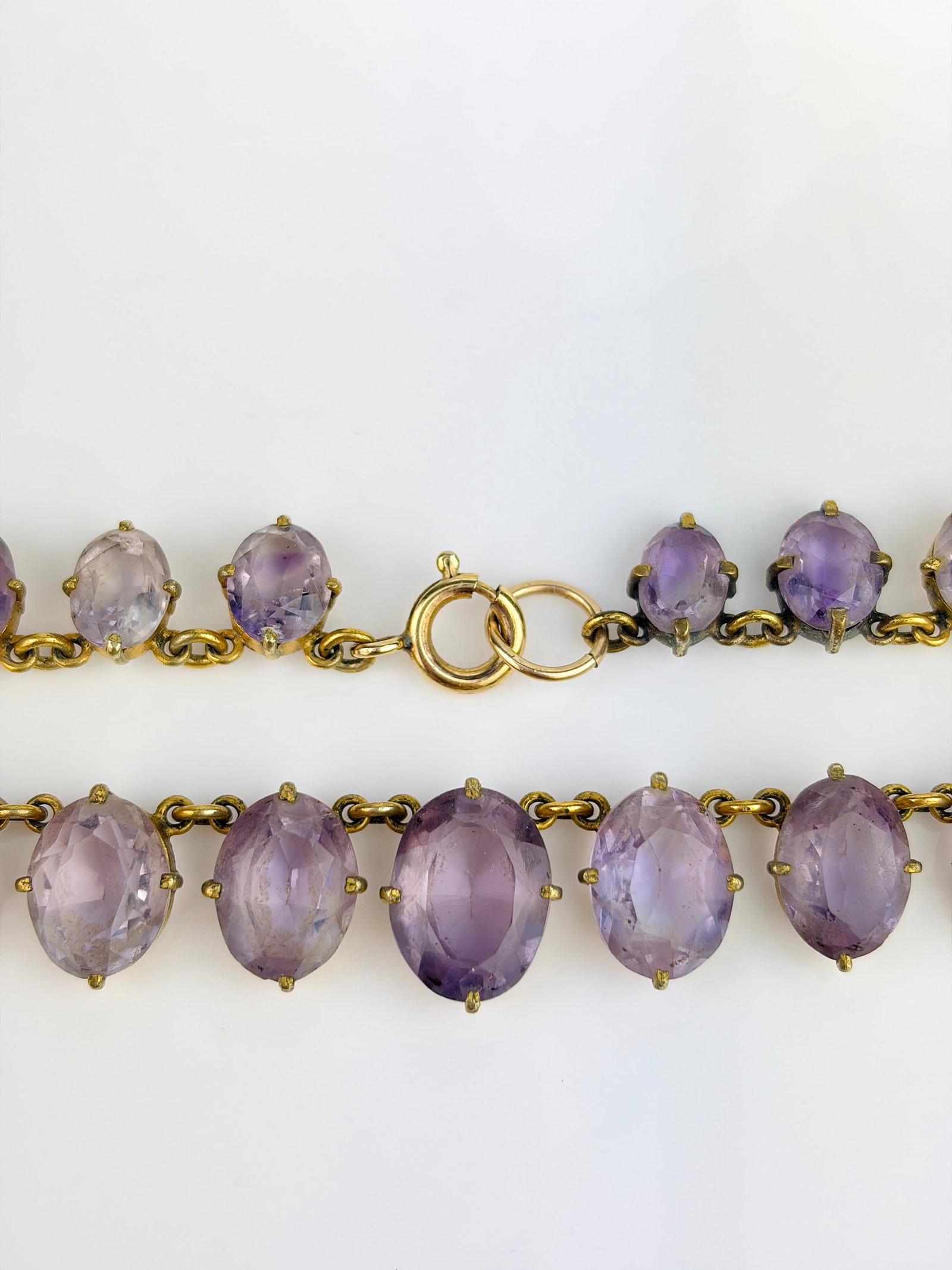 WONDERFUL 1/20TH 14CT GOLD PALE AMETHYST RIVIERE NECKLACE - 4