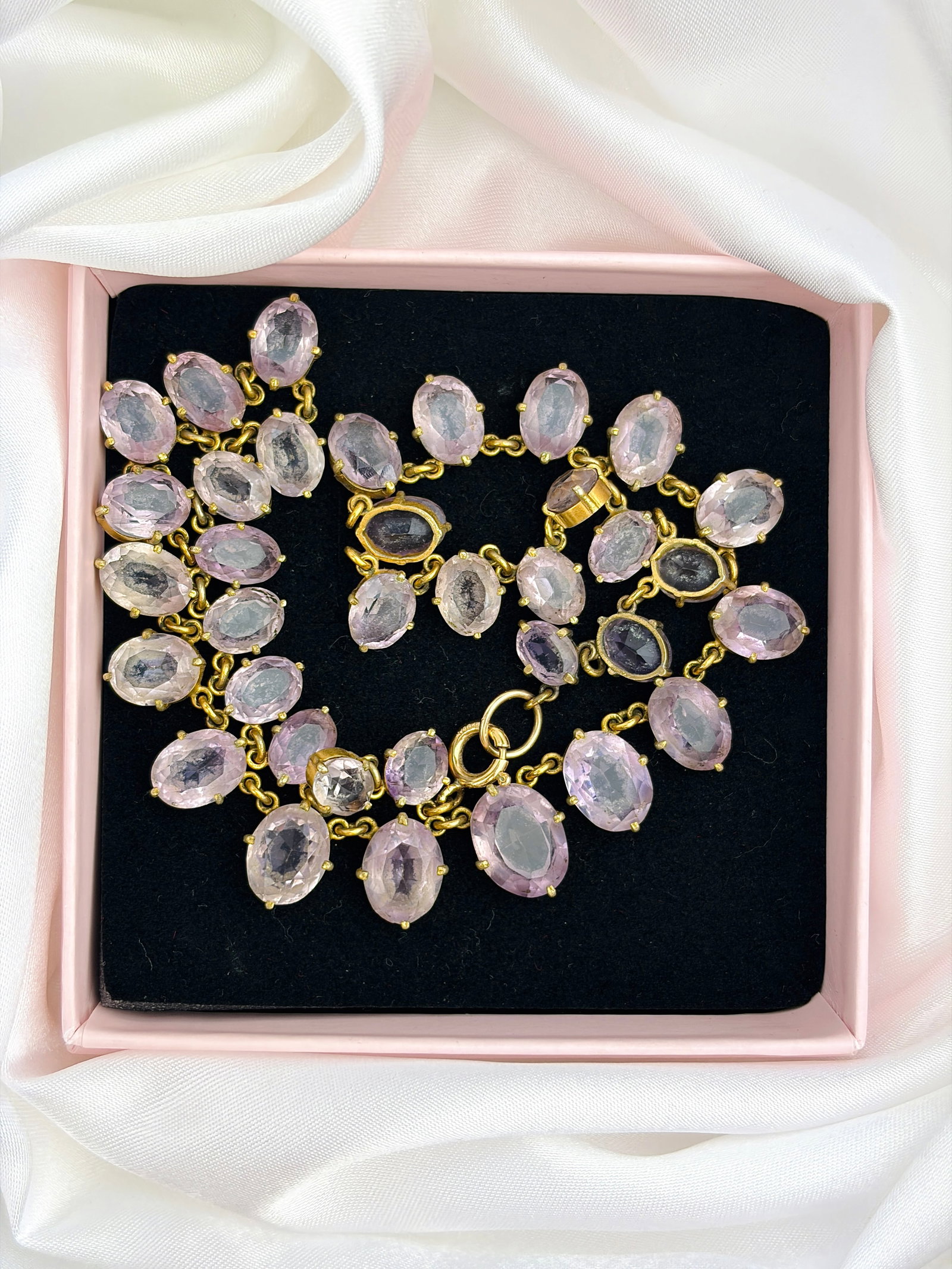 WONDERFUL 1/20TH 14CT GOLD PALE AMETHYST RIVIERE NECKLACE - 5