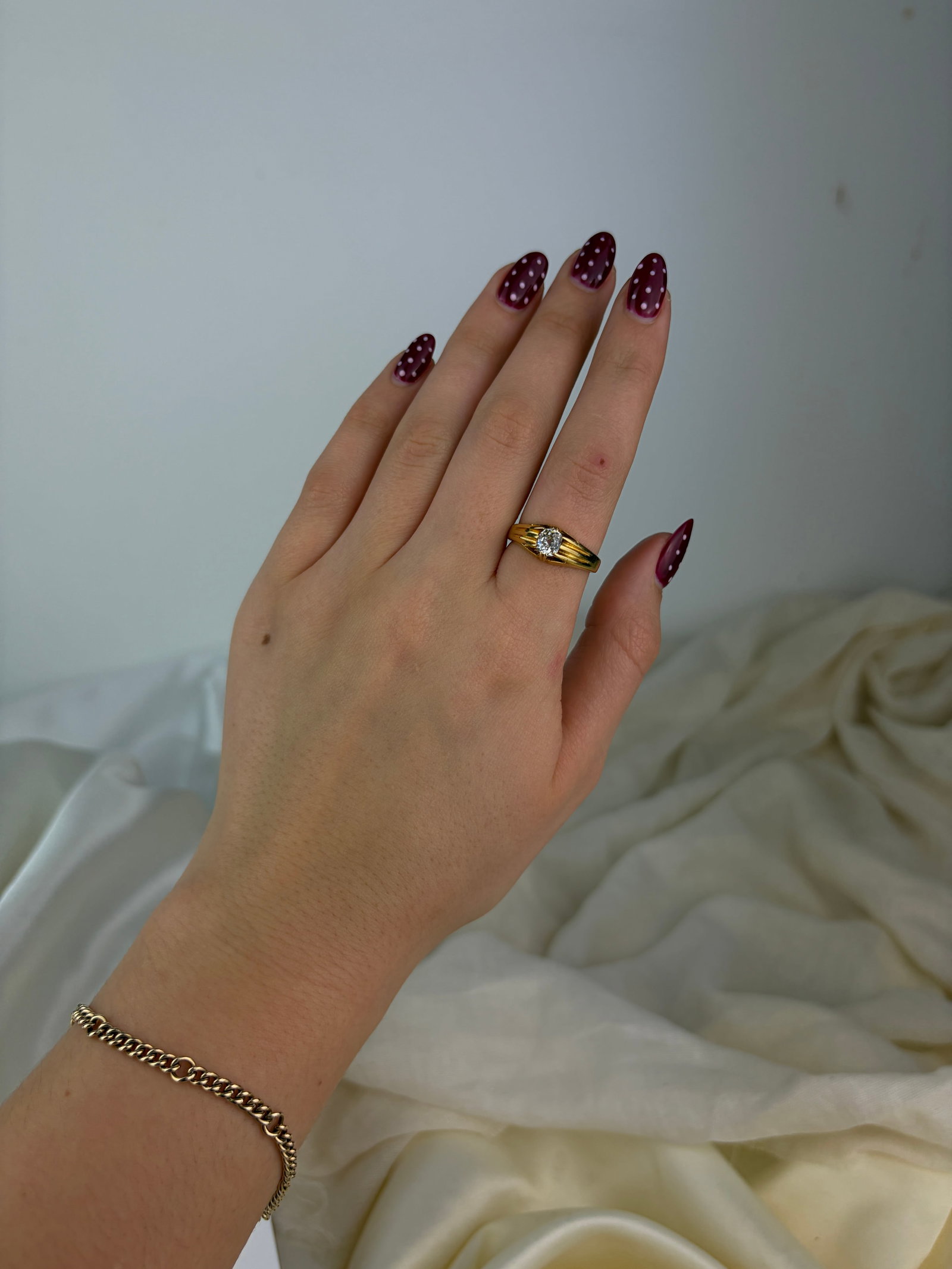 chunky antique .55pt diamond belcher ring in 18ct gold - 7