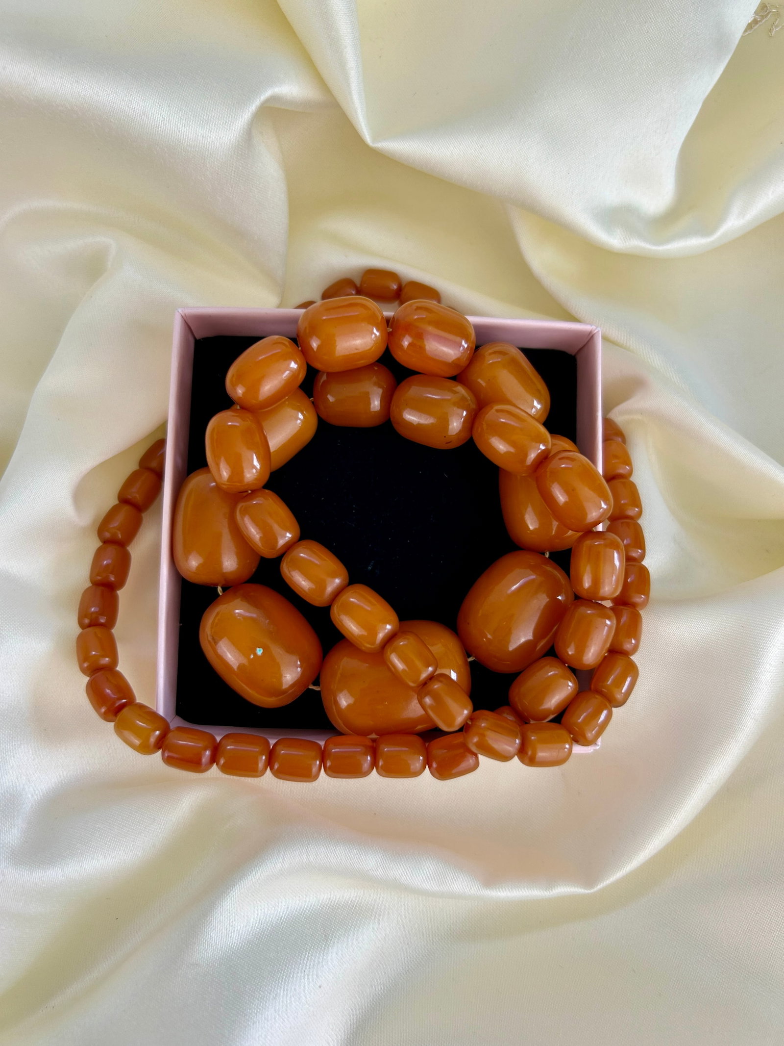 Amber/Bakelite Bead Necklace - 5