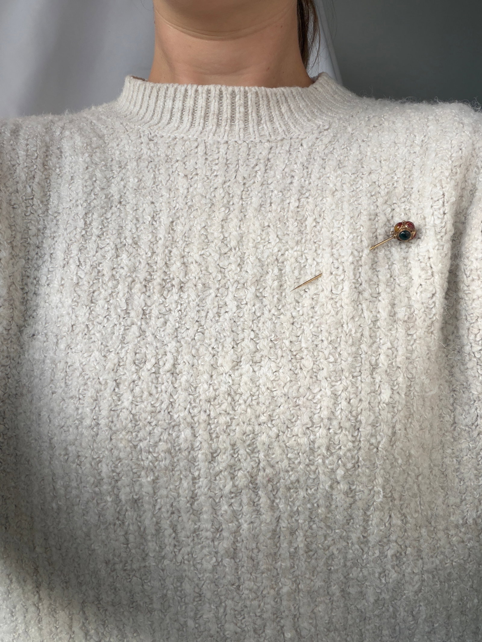 Vintage 9 Carat Yellow Gold Agate Multi Stone Pin - 8