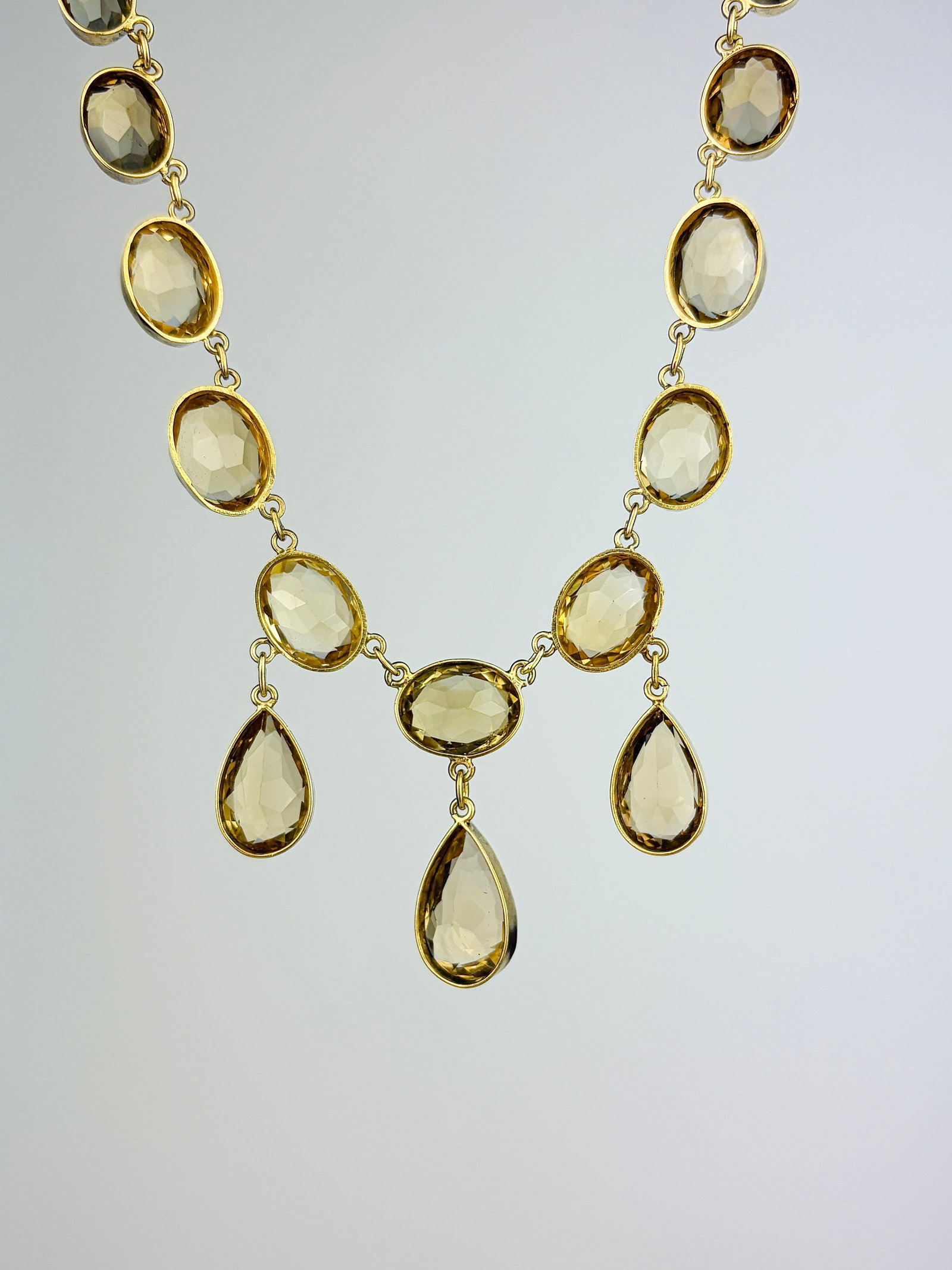 Art Deco Citrine 9ct Gold Rivière Necklace - 2