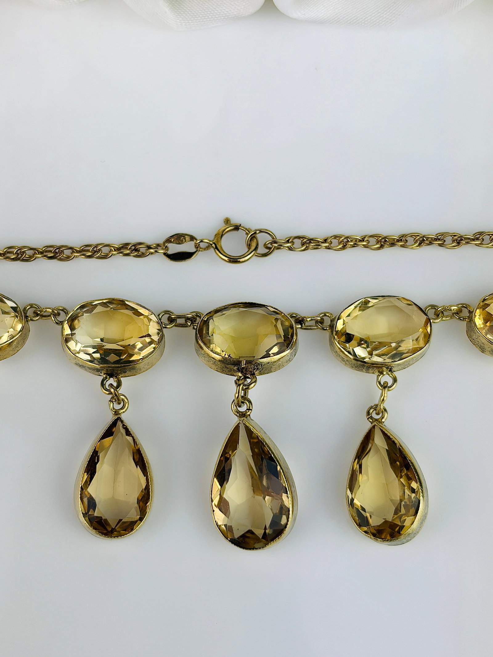Art Deco Citrine 9ct Gold Rivière Necklace - 4