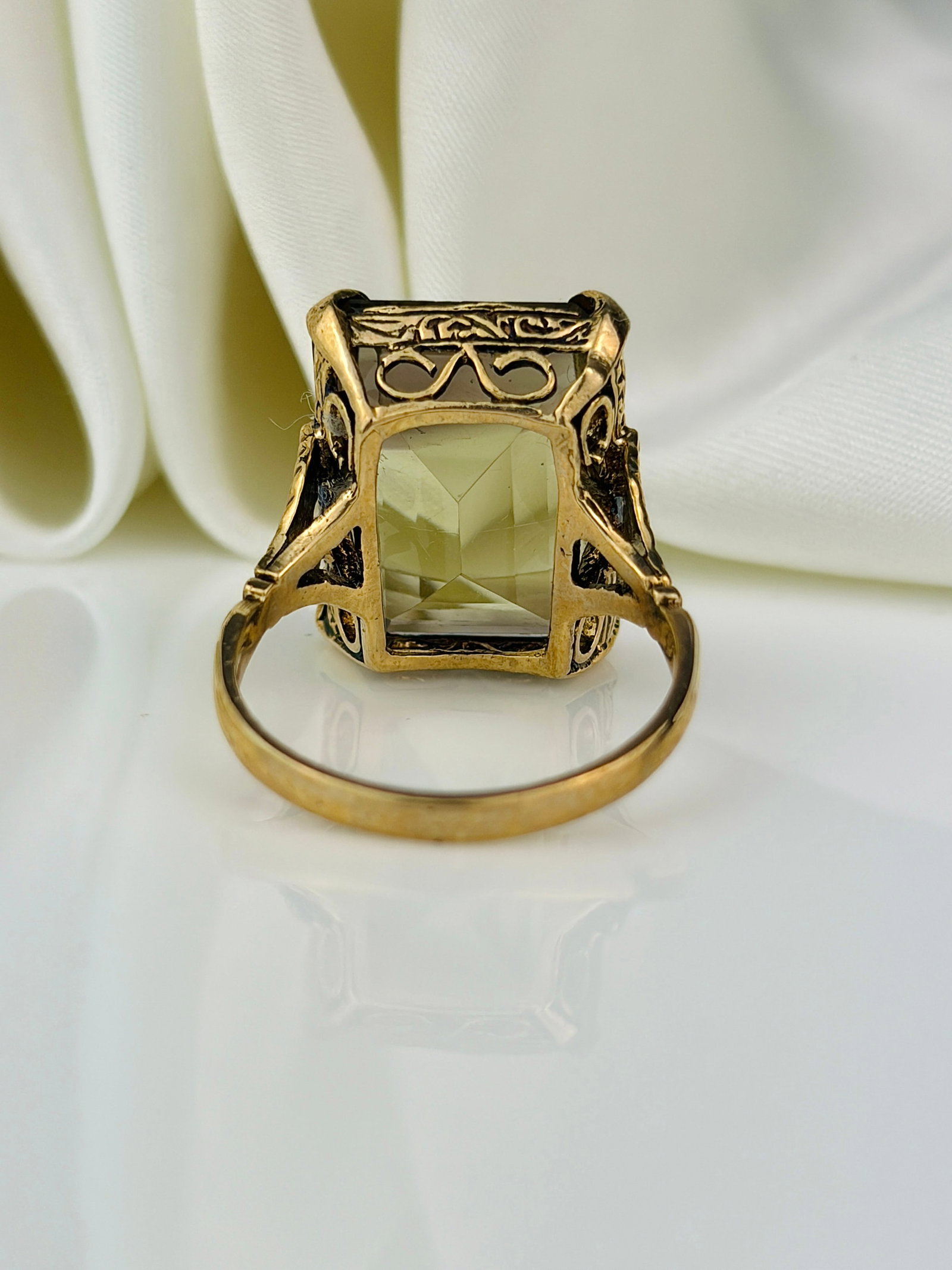 large vintage 9ct gold citrine cocktail ring - 3