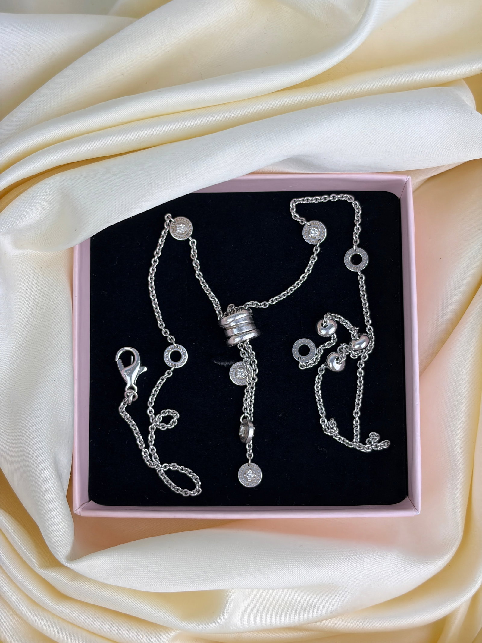 18ct White Gold BVLGARI Diamond Multi Strand Necklace - 6