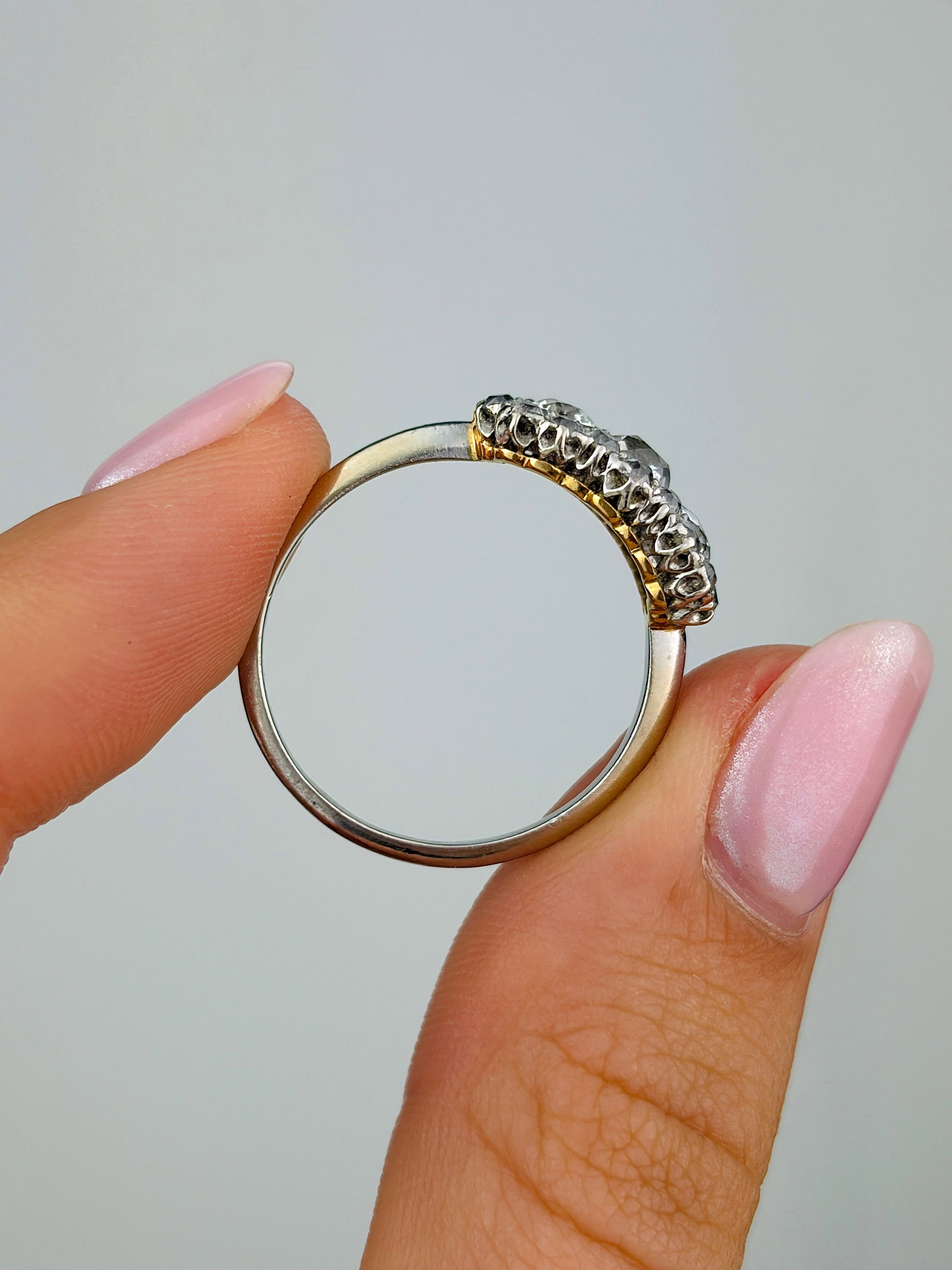 Art Deco 18 Carat White Gold Triple Cluster 1.90ct Diamond Ring - 5