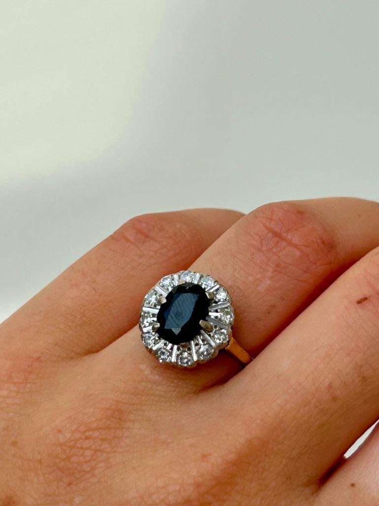 Vintage 9ct Yellow Gold Sapphire and Diamond Ring - 2
