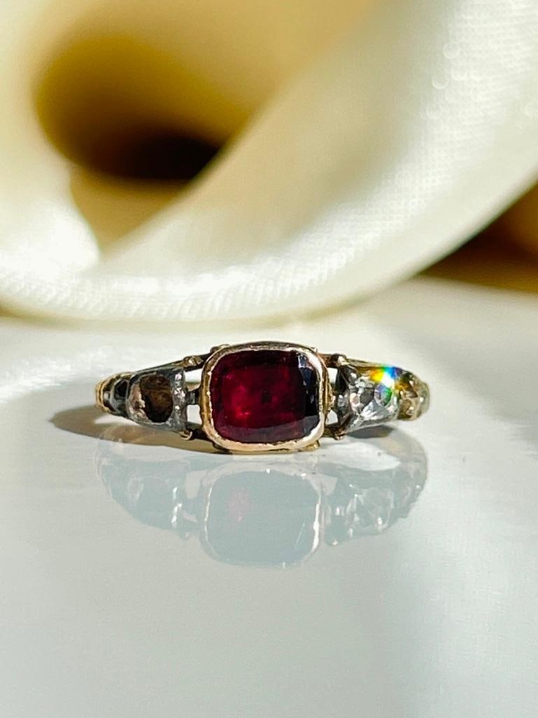Georgian Era Gold Flat Cut Garnet Ring (1 of 6)