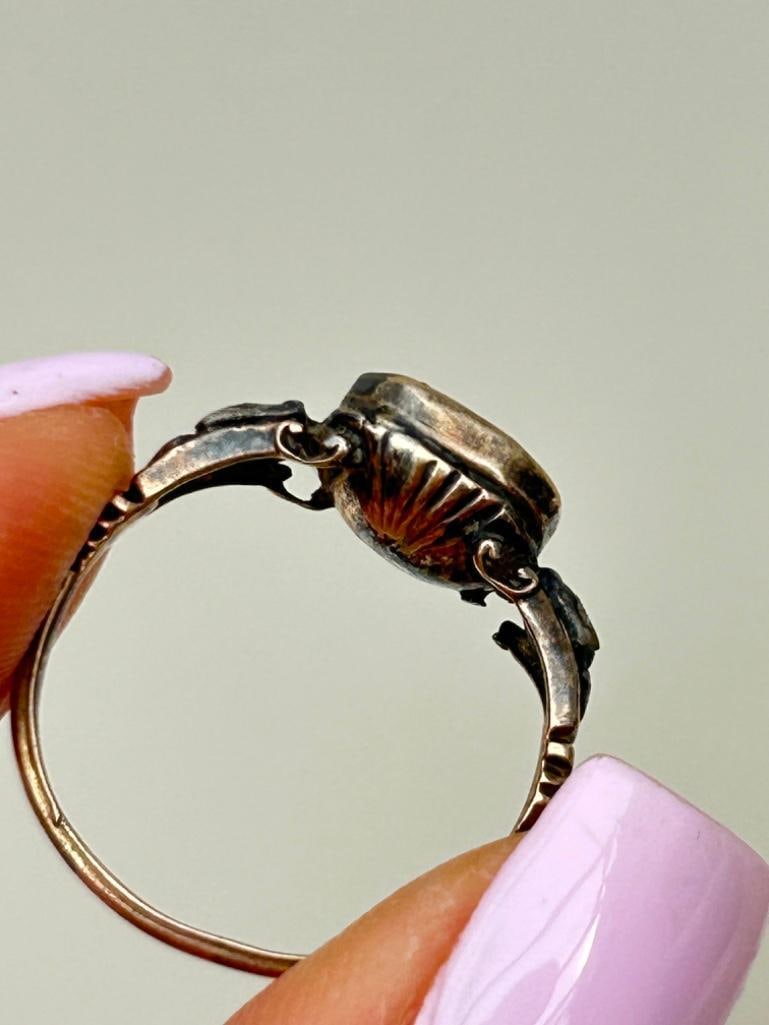 Georgian Era Garnet and Diamond Gold Ring - 6