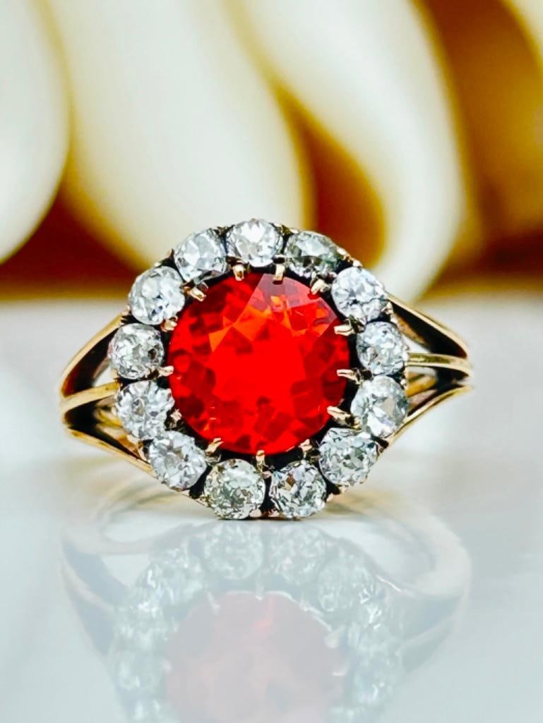 Outstanding 18ct Yellow Gold Fire Opal and Diamond Ring (1 of 11)