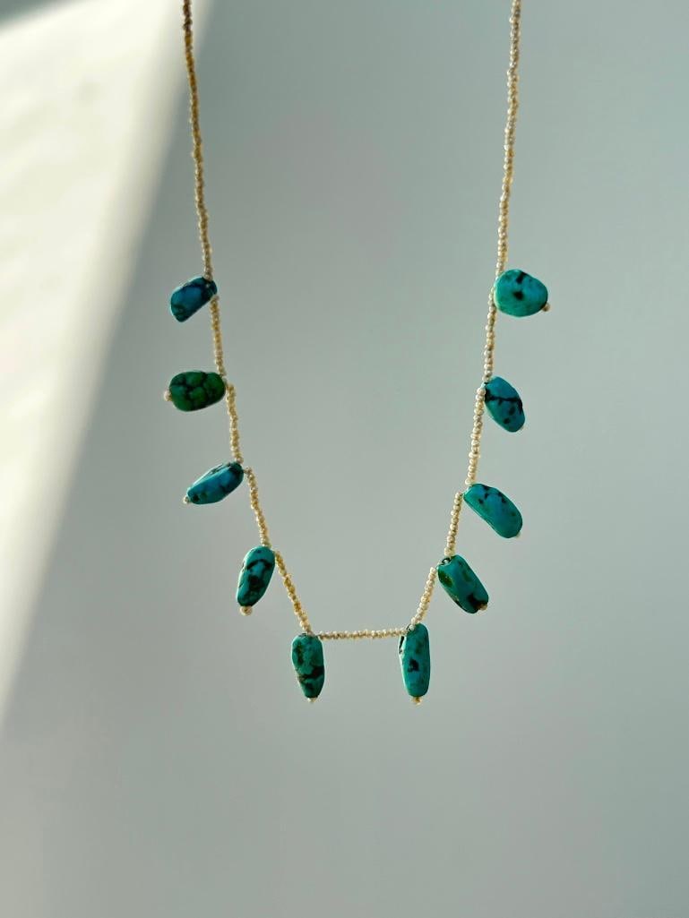 Antique pearl and turquoise necklace with 15ct gold bracelet clasp (1 of 6)