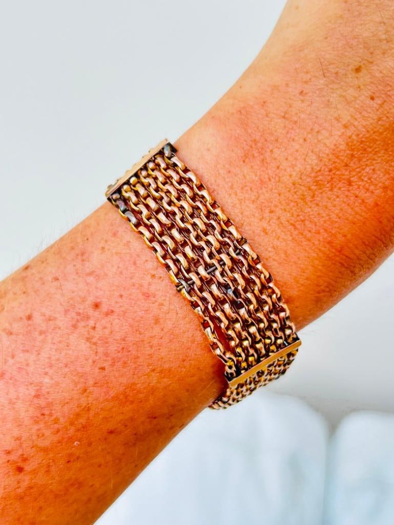 Chunky Antique 9ct Gold Wide Link Bracelet (1 of 4)