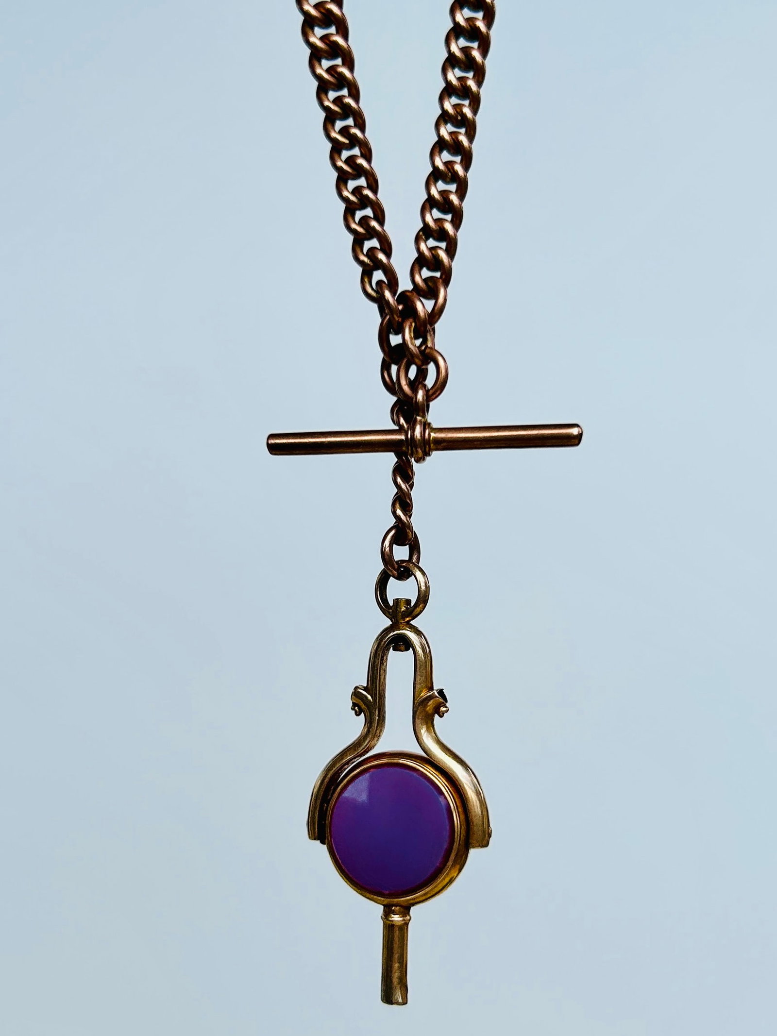 Antique Double Albert Chain with Bloodstone and Agate Spinning Fob (1 of 8)