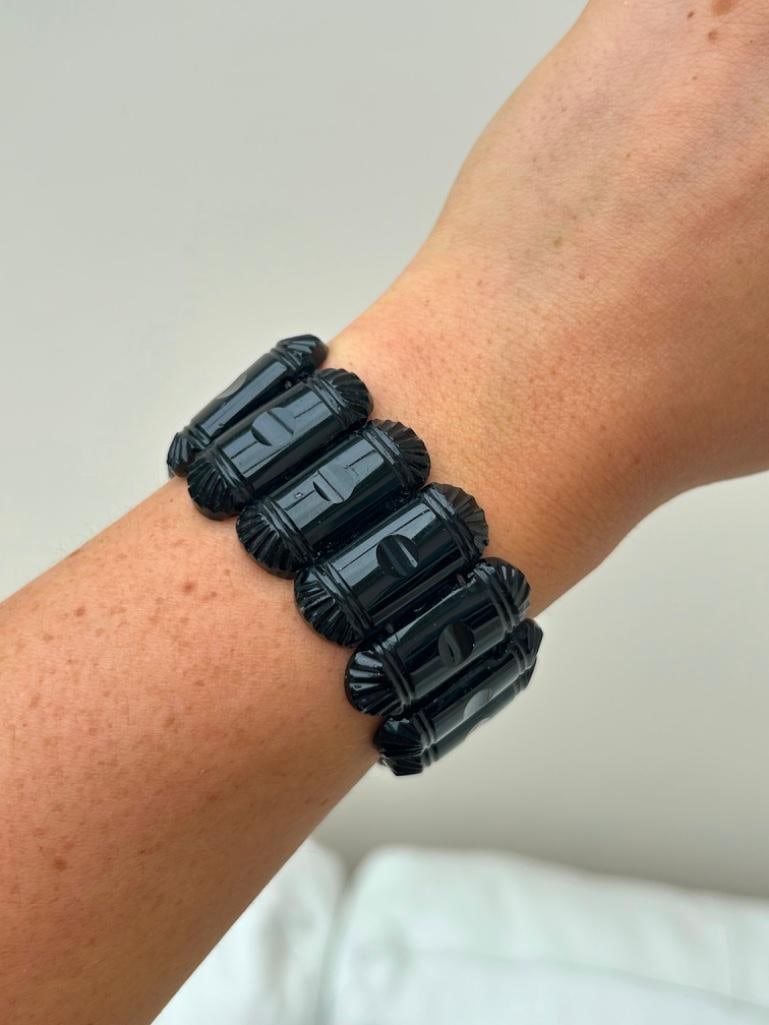 Victorian Jet Bracelet: Victorian Jet Bracelet truly charming measurements length elastic stretch width 30mm weight 58.45g materials jet 