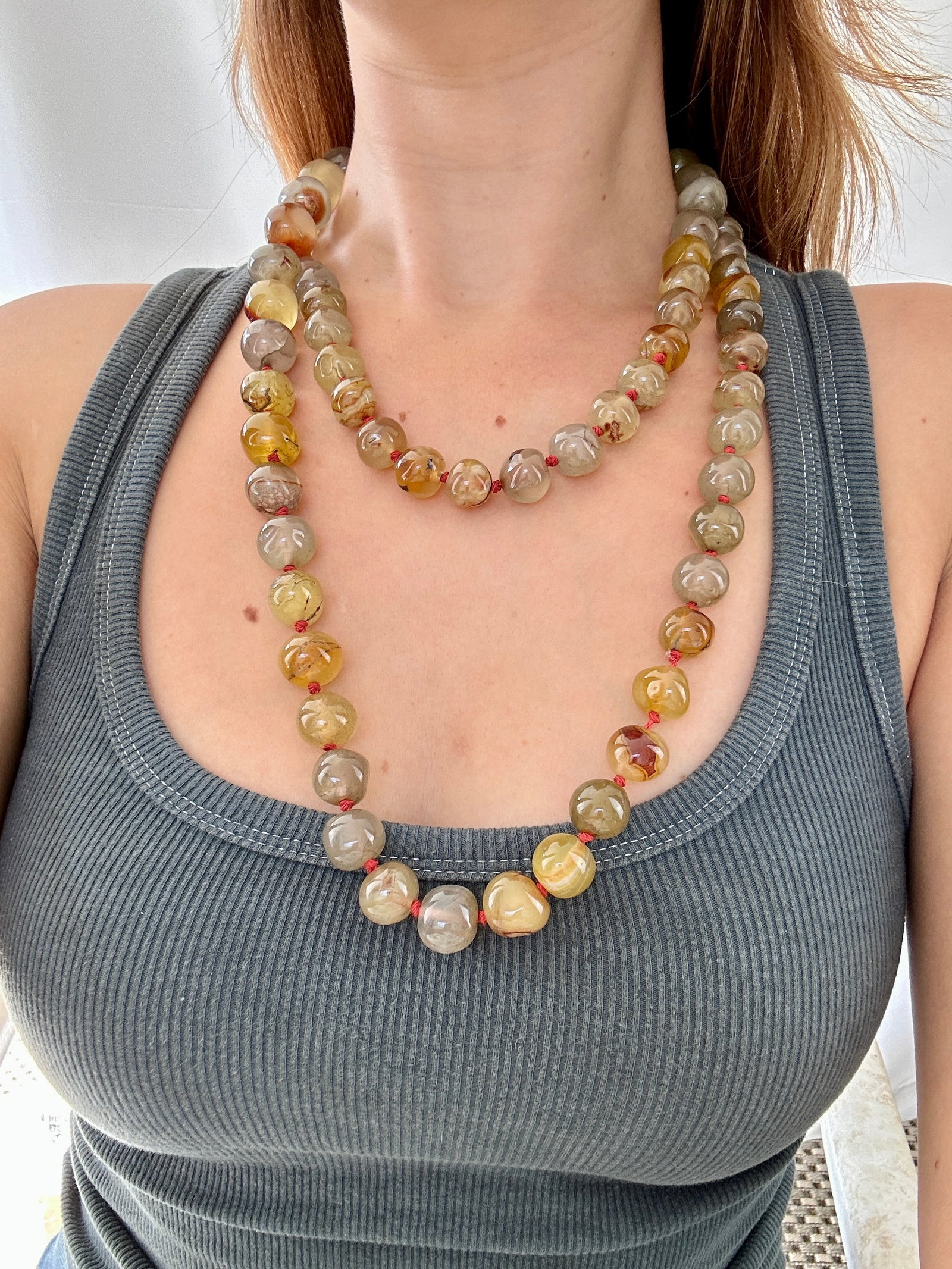 EXTRA Long Agate Bead Necklace - 7