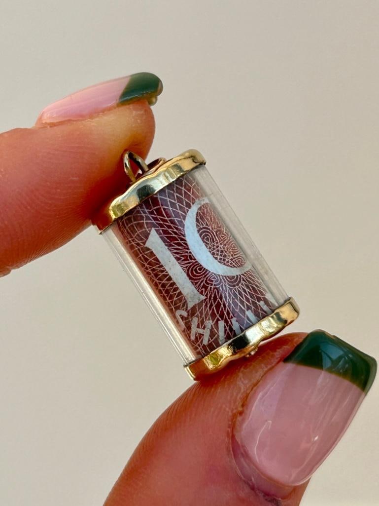 Antique Gold 10 Shilling Large Emergency Charm Pendant (1 of 5)