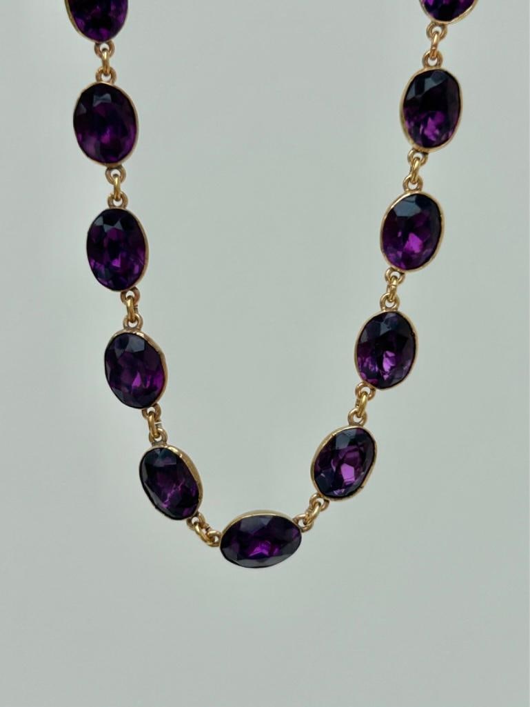 Antique Foiled Amethyst Rivière Necklace: Antique Foiled Amethyst Rivière Necklace the most beautiful and elegant amethyst rivière measurements length 39cm width 7mm weight