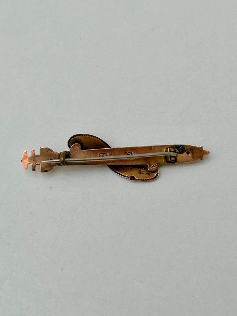 Antique Gold WW1 Torpedo Sweetheart Brooch C.1917 - 5