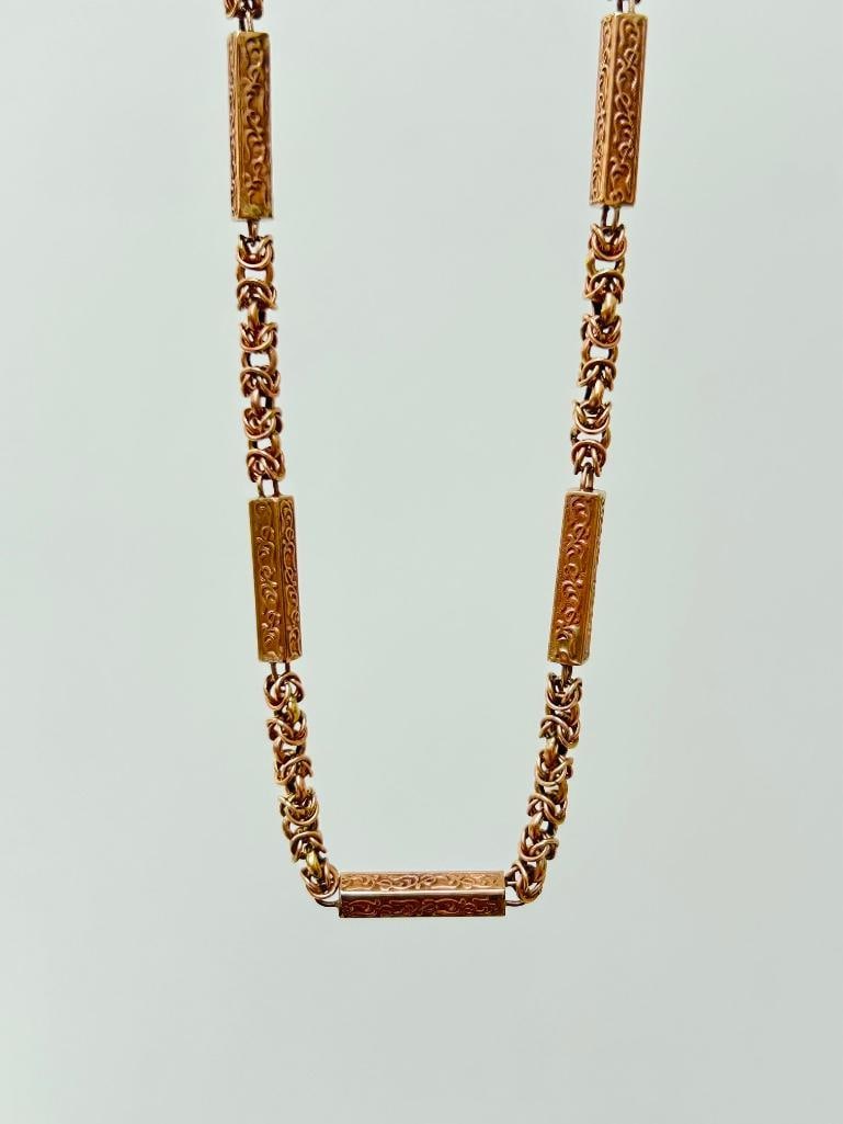 Heavy ornate antique 9ct rose gold chunky chain necklace - 6